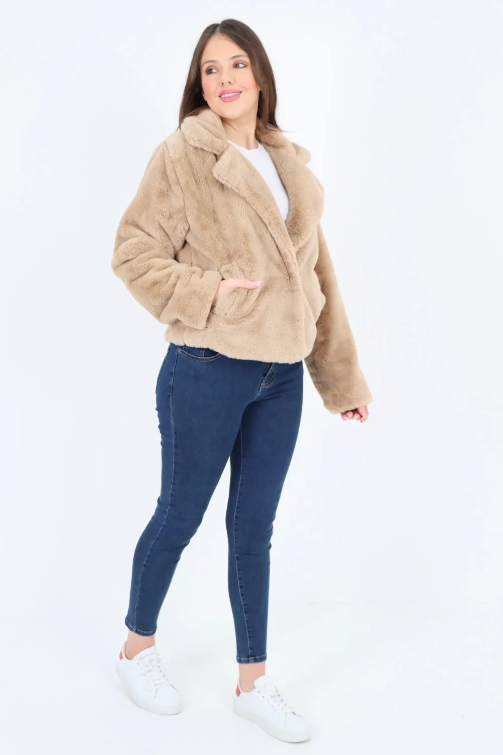 Italian Luxury Faux Fur Longsleeve Short Coat