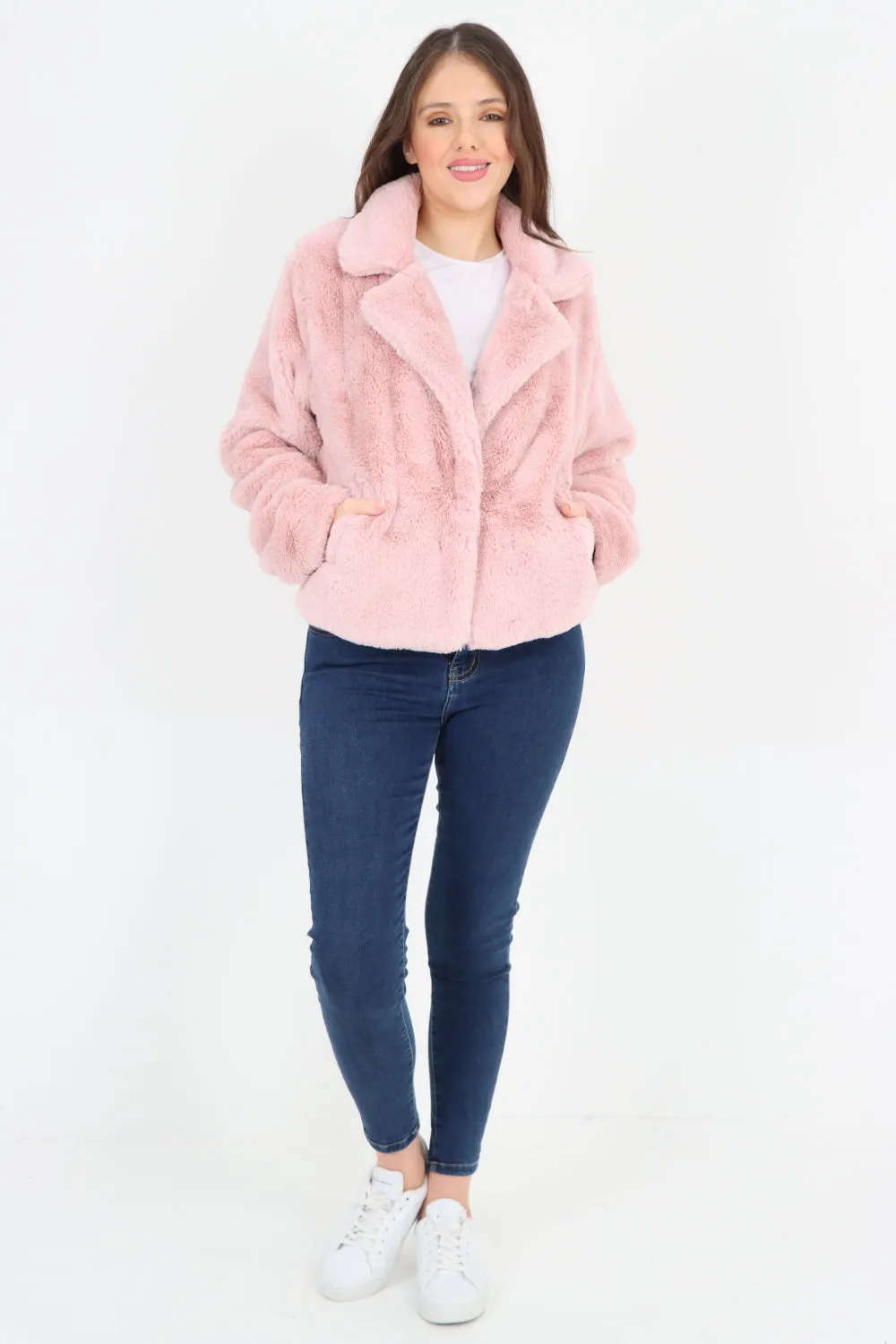 Italian Luxury Faux Fur Longsleeve Short Coat