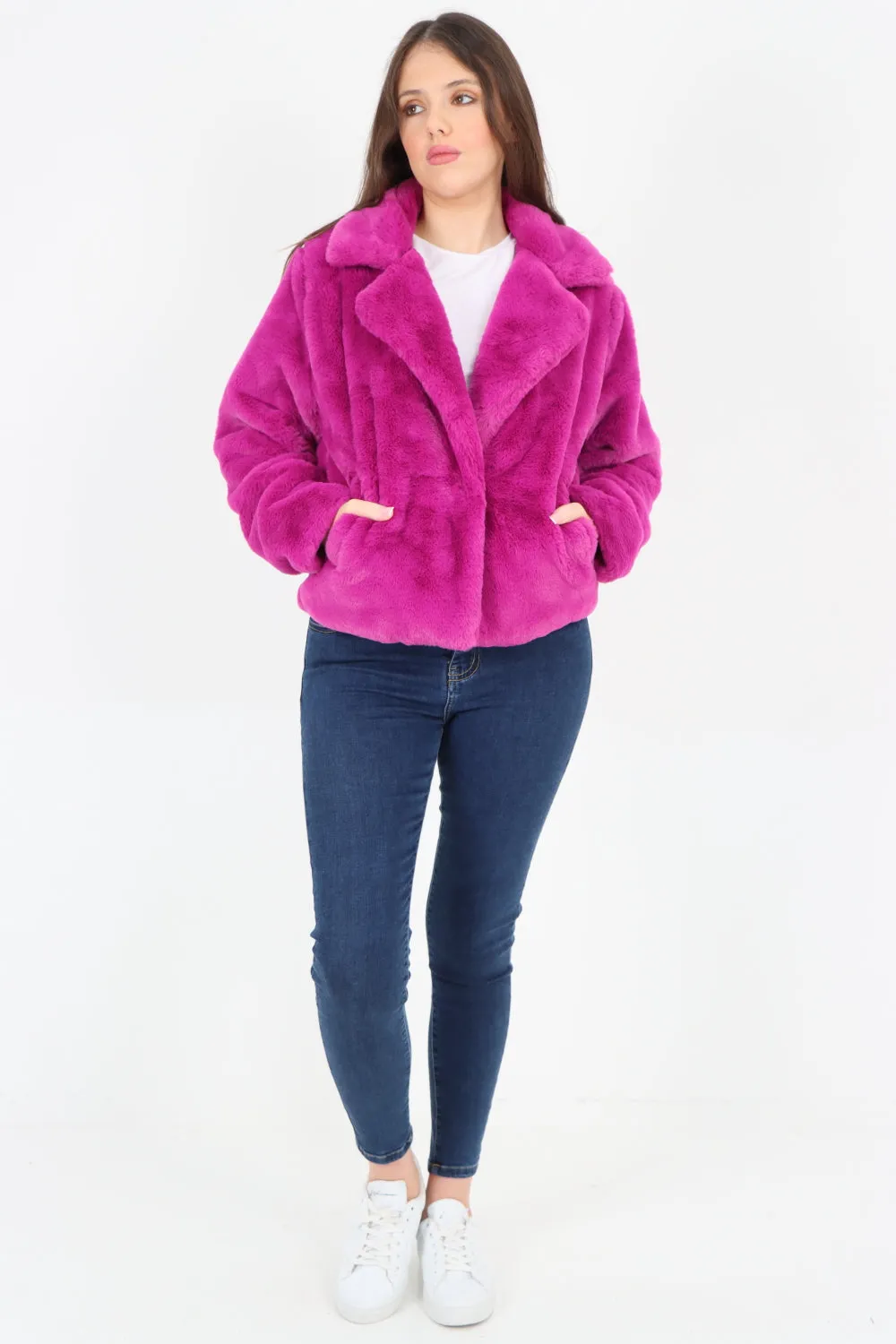 Italian Luxury Faux Fur Longsleeve Short Coat
