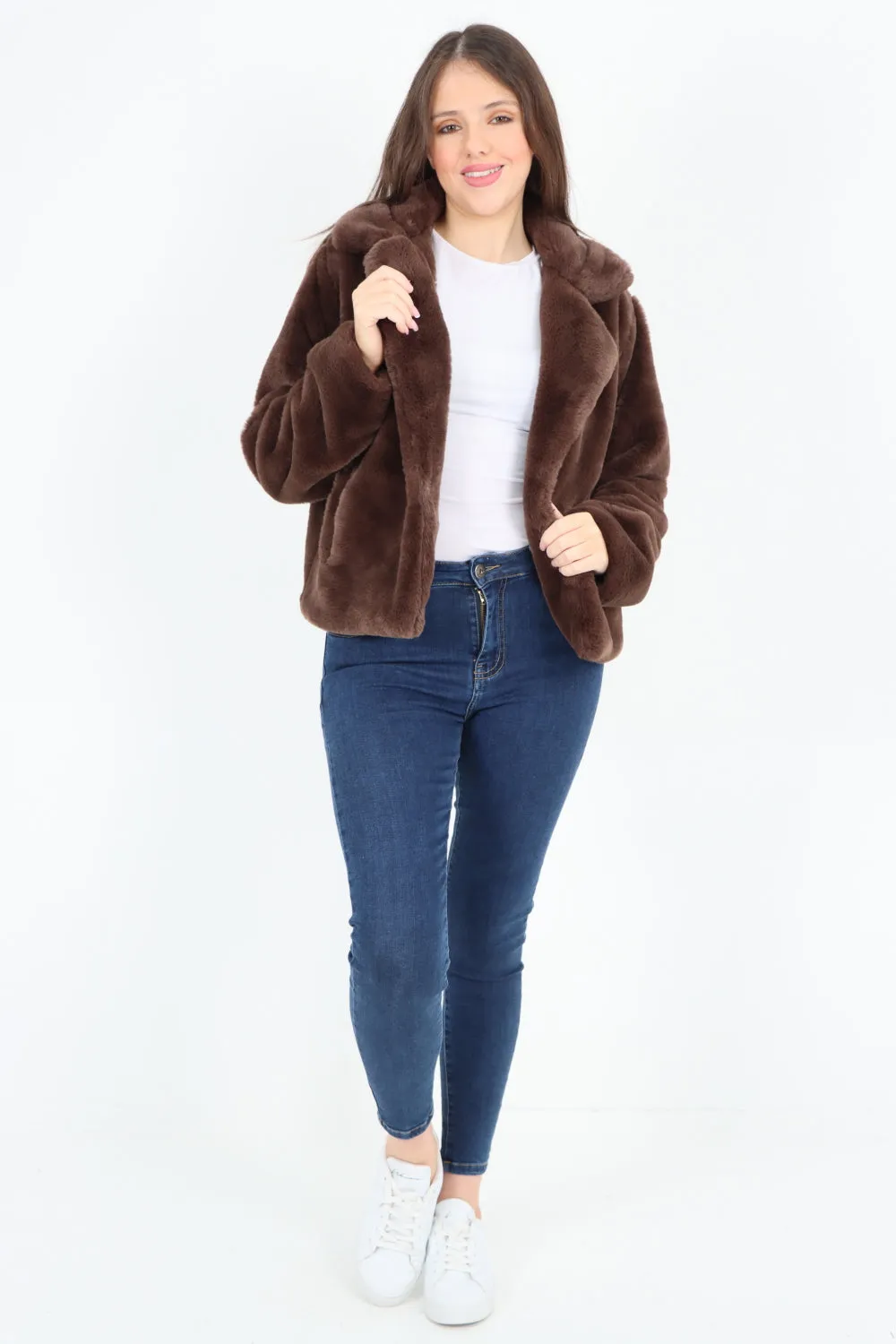 Italian Luxury Faux Fur Longsleeve Short Coat