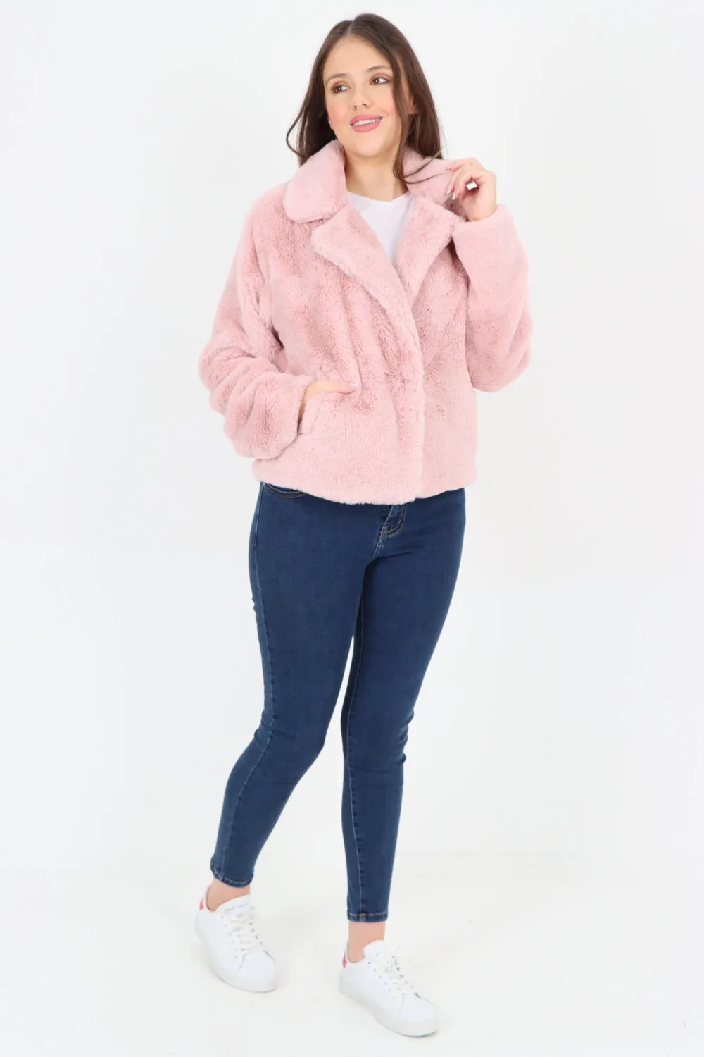 Italian Luxury Faux Fur Longsleeve Short Coat
