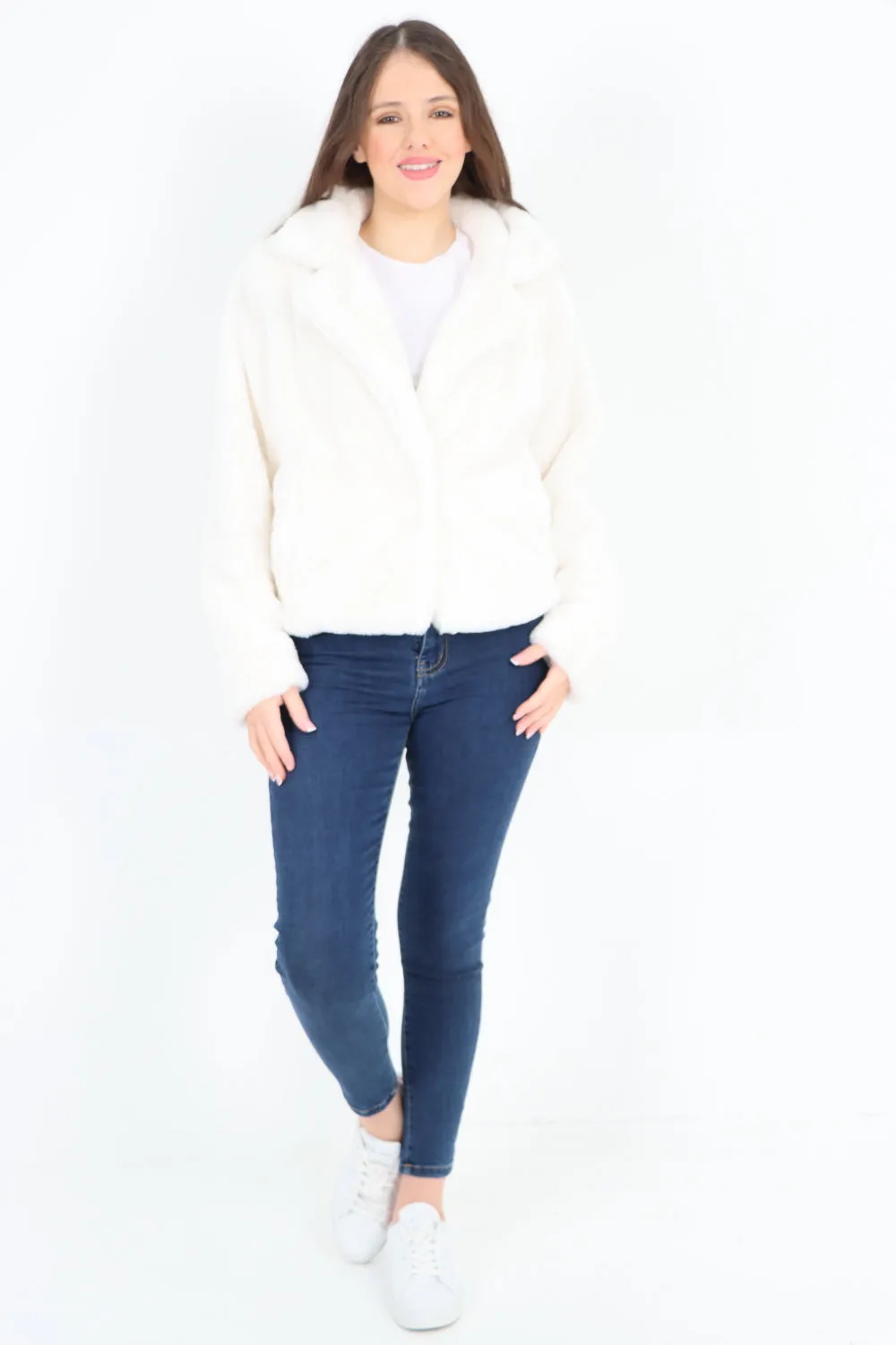 Italian Luxury Faux Fur Longsleeve Short Coat