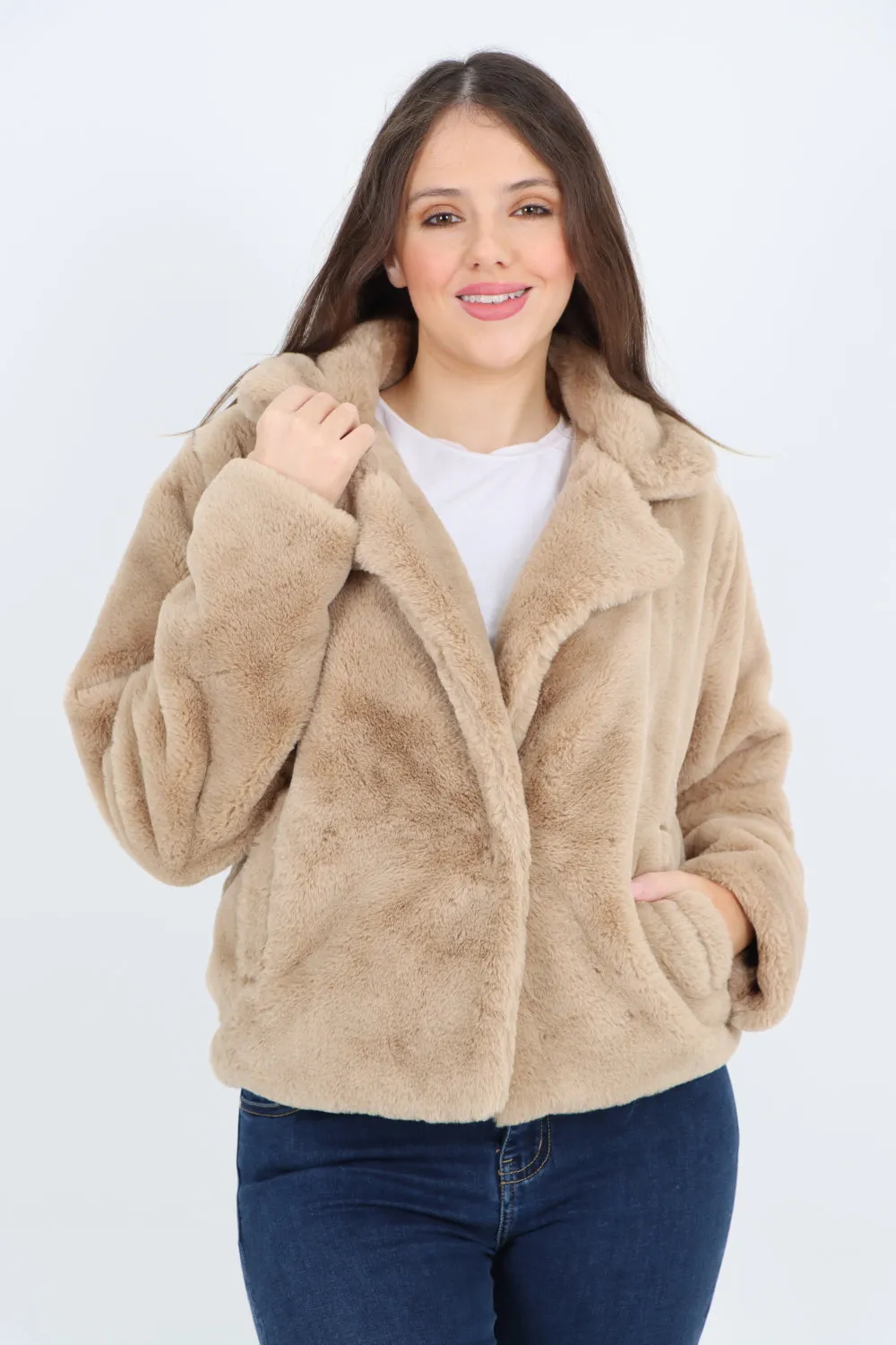 Italian Luxury Faux Fur Longsleeve Short Coat