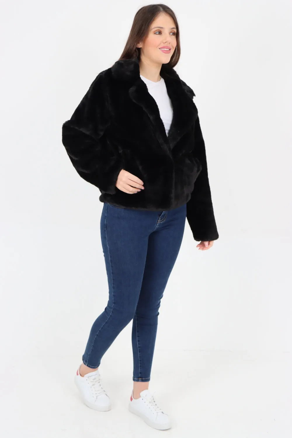 Italian Luxury Faux Fur Longsleeve Short Coat