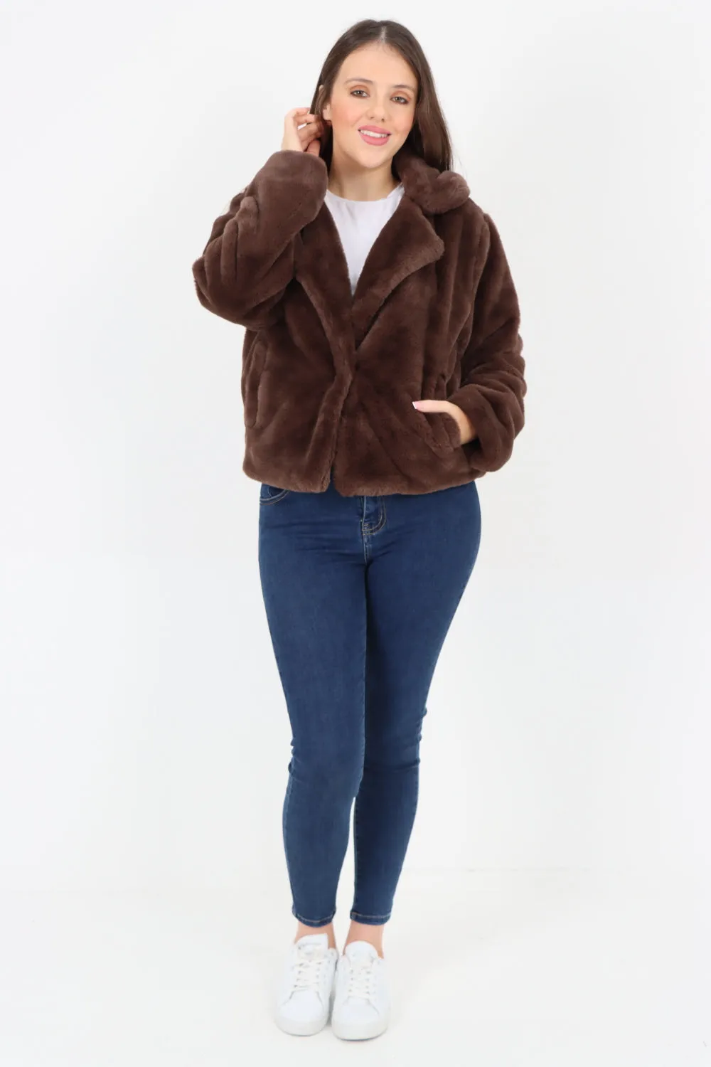 Italian Luxury Faux Fur Longsleeve Short Coat