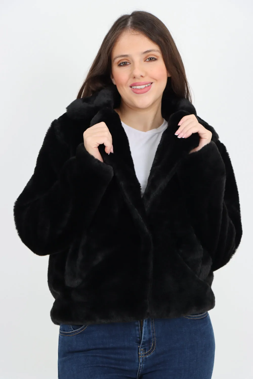 Italian Luxury Faux Fur Longsleeve Short Coat