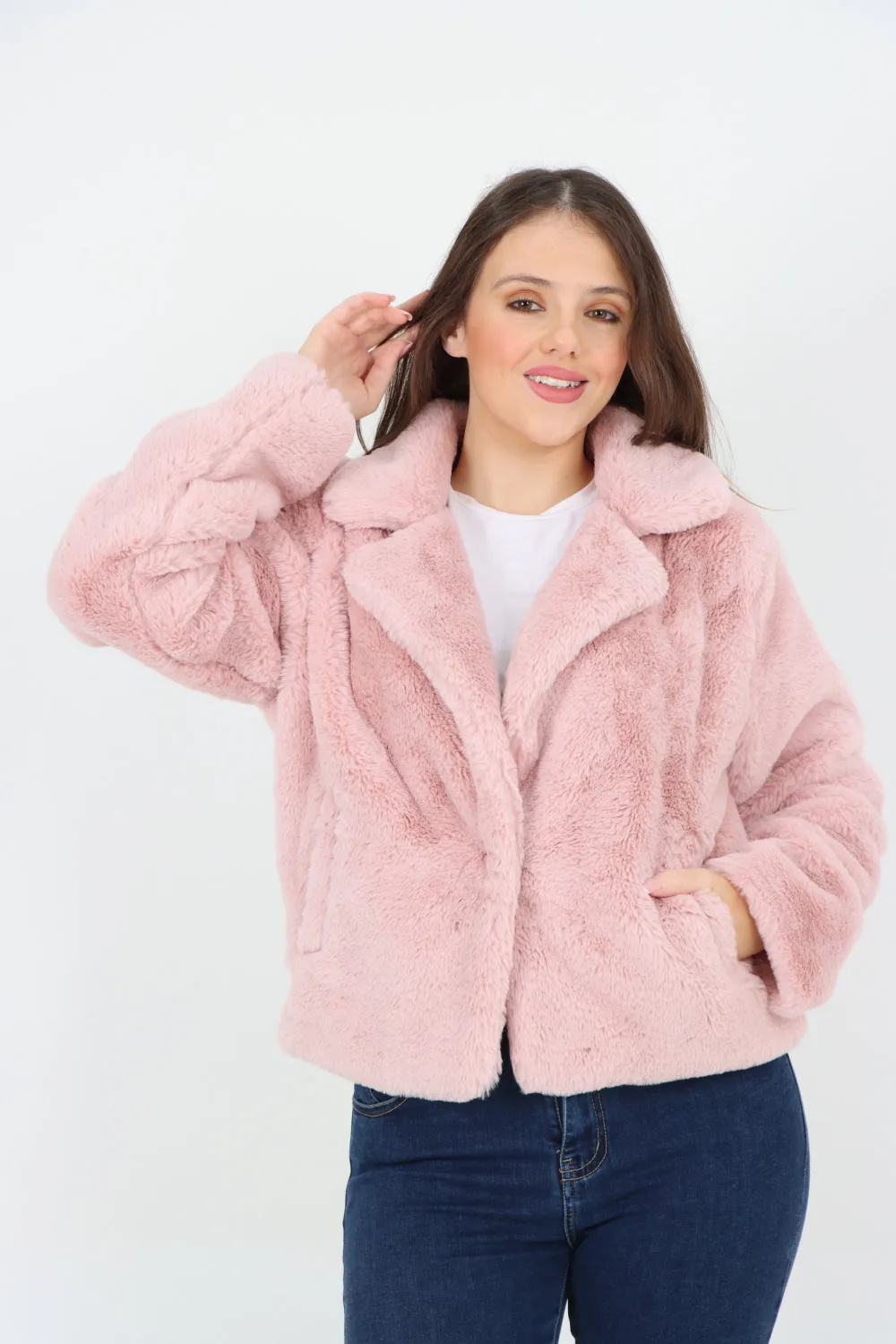 Italian Luxury Faux Fur Longsleeve Short Coat