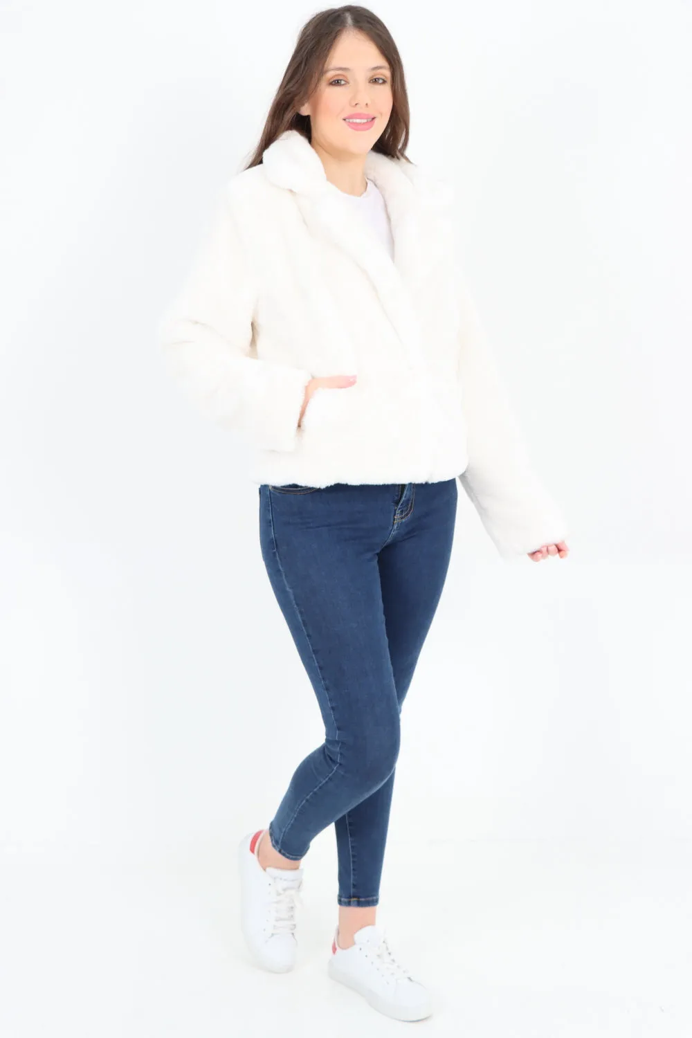 Italian Luxury Faux Fur Longsleeve Short Coat