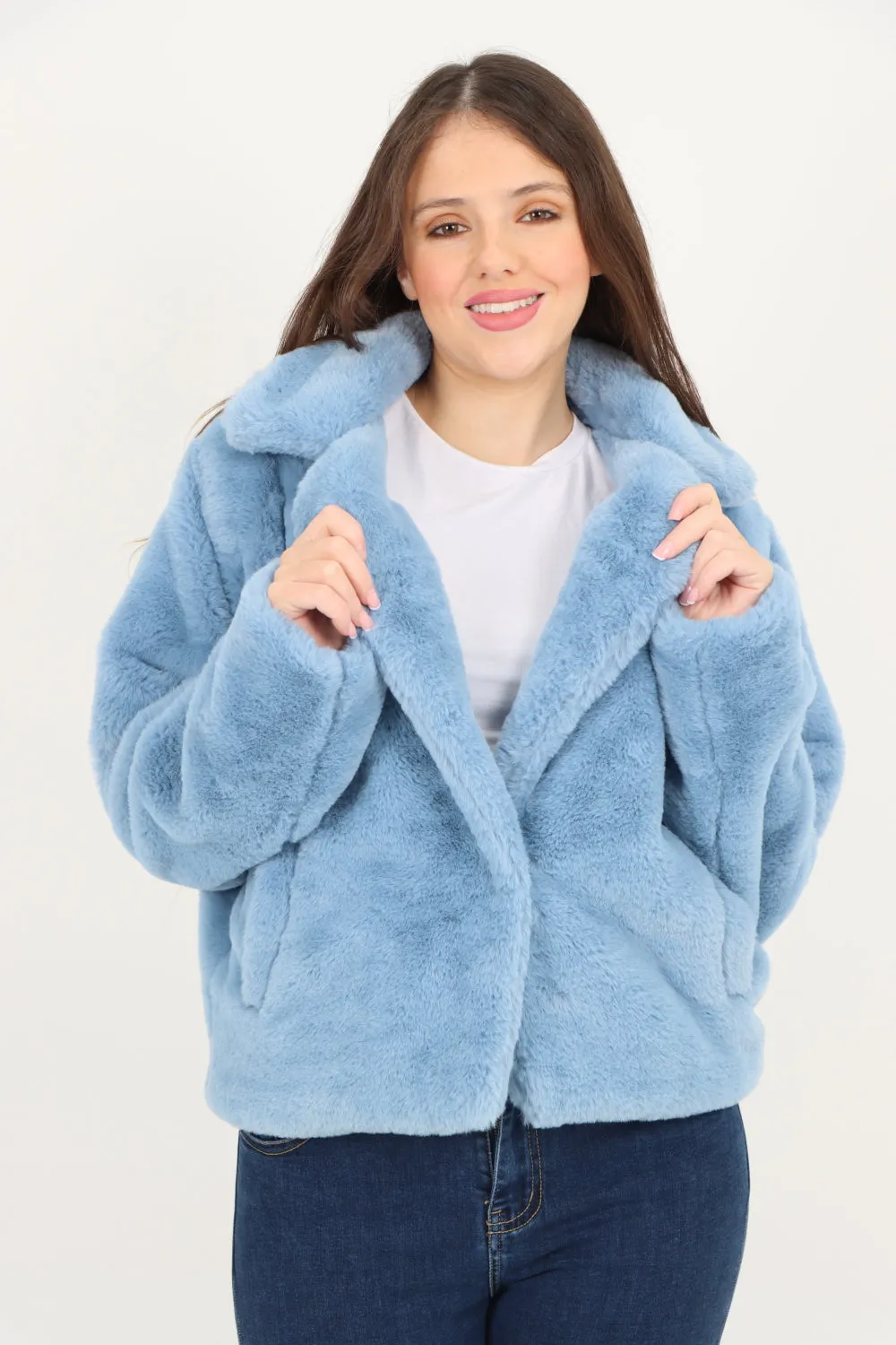 Italian Luxury Faux Fur Longsleeve Short Coat