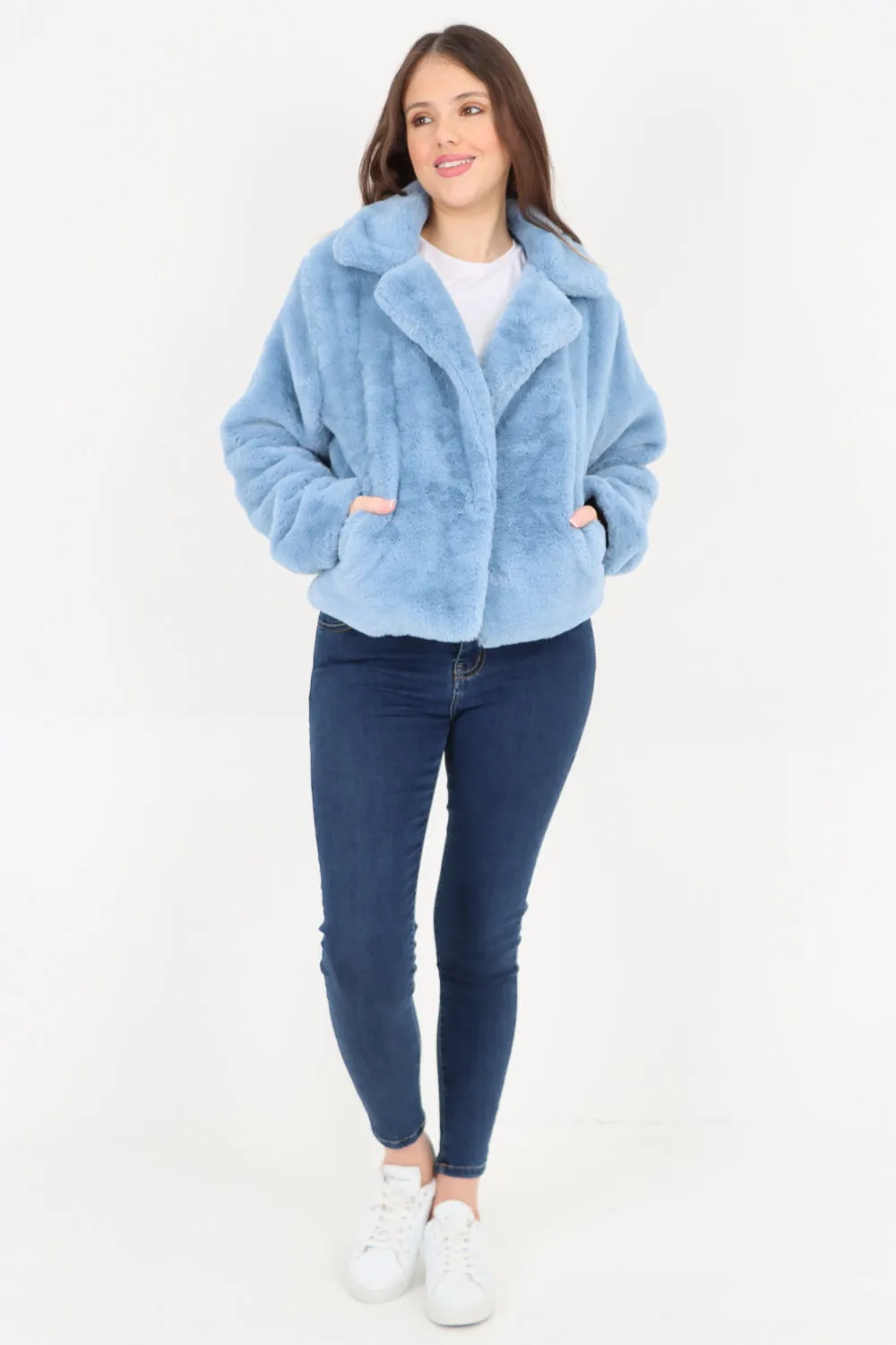 Italian Luxury Faux Fur Longsleeve Short Coat