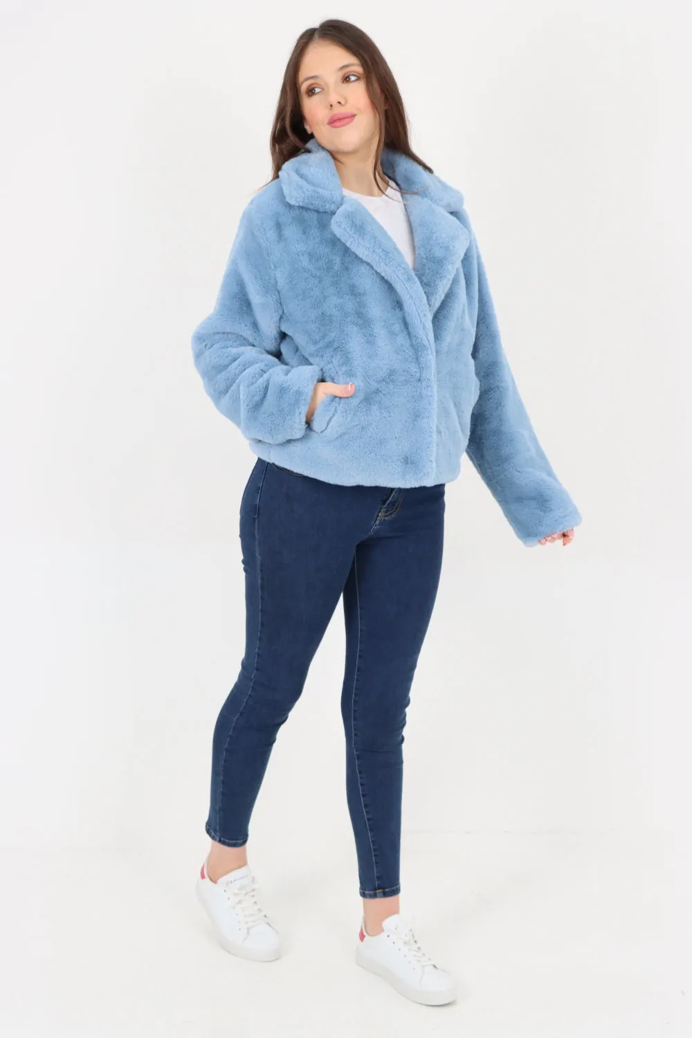 Italian Luxury Faux Fur Longsleeve Short Coat