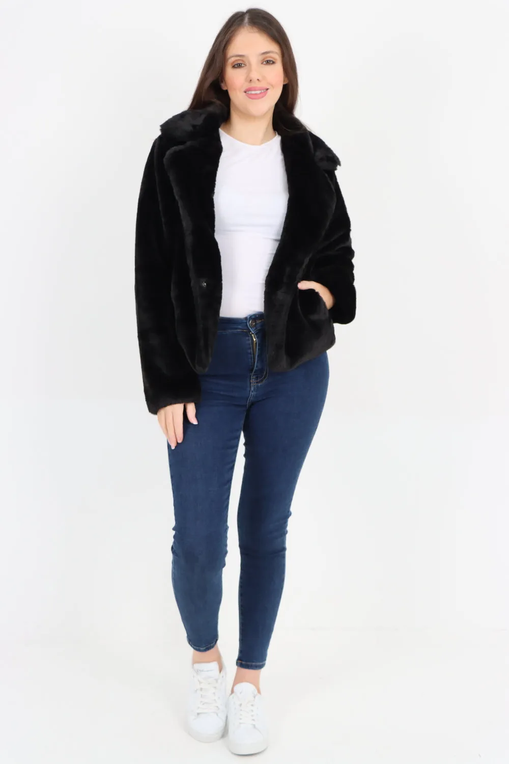 Italian Luxury Faux Fur Longsleeve Short Coat