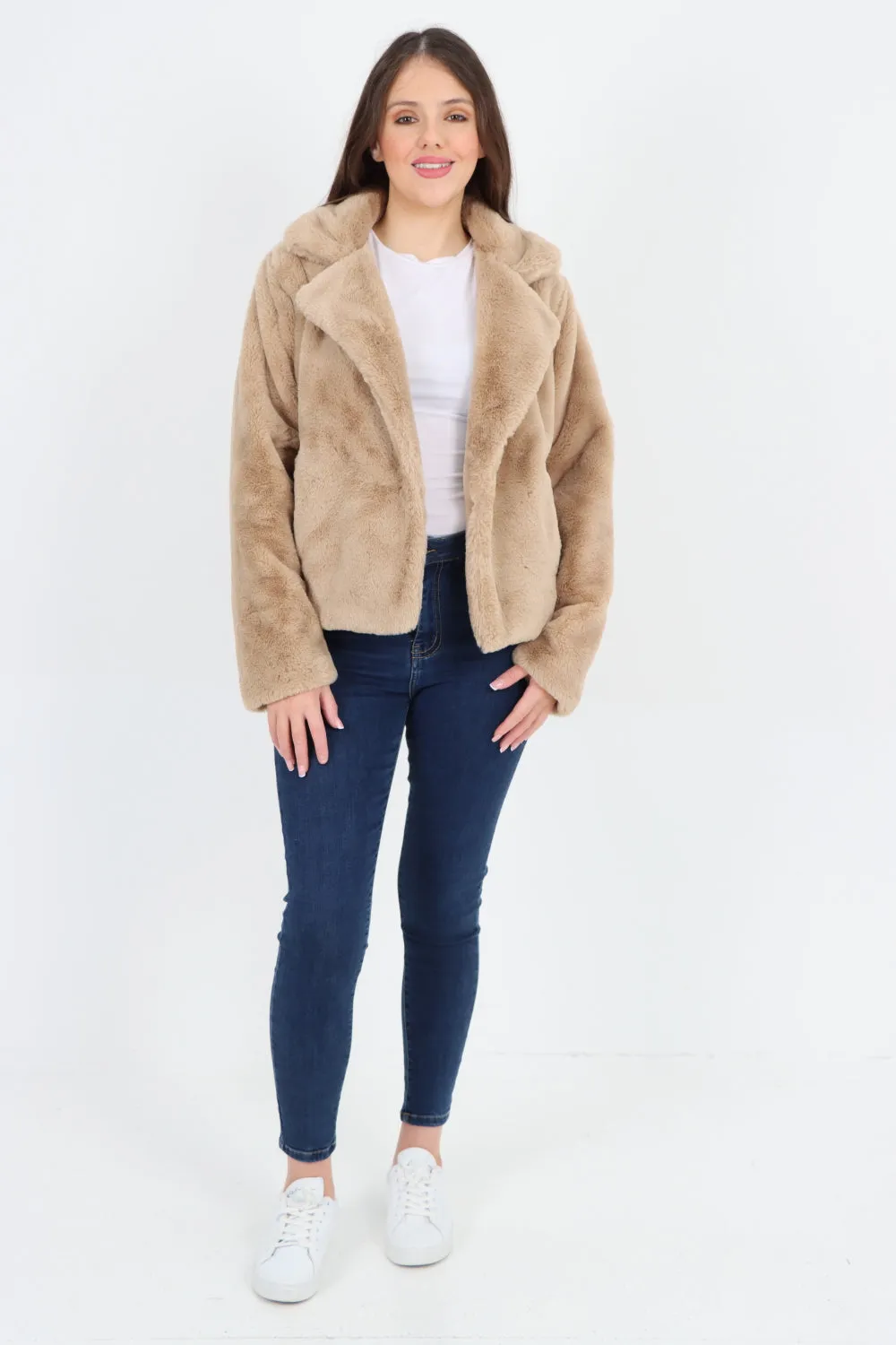Italian Luxury Faux Fur Longsleeve Short Coat