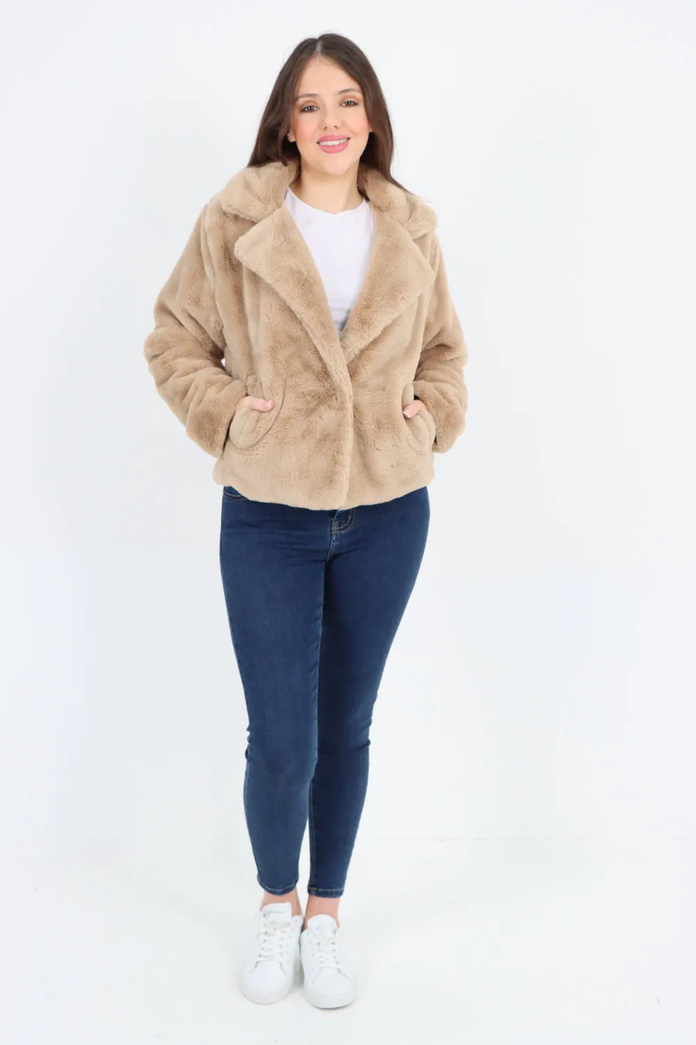 Italian Luxury Faux Fur Longsleeve Short Coat