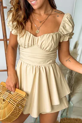 Light Taupe Off Shoulder Romper