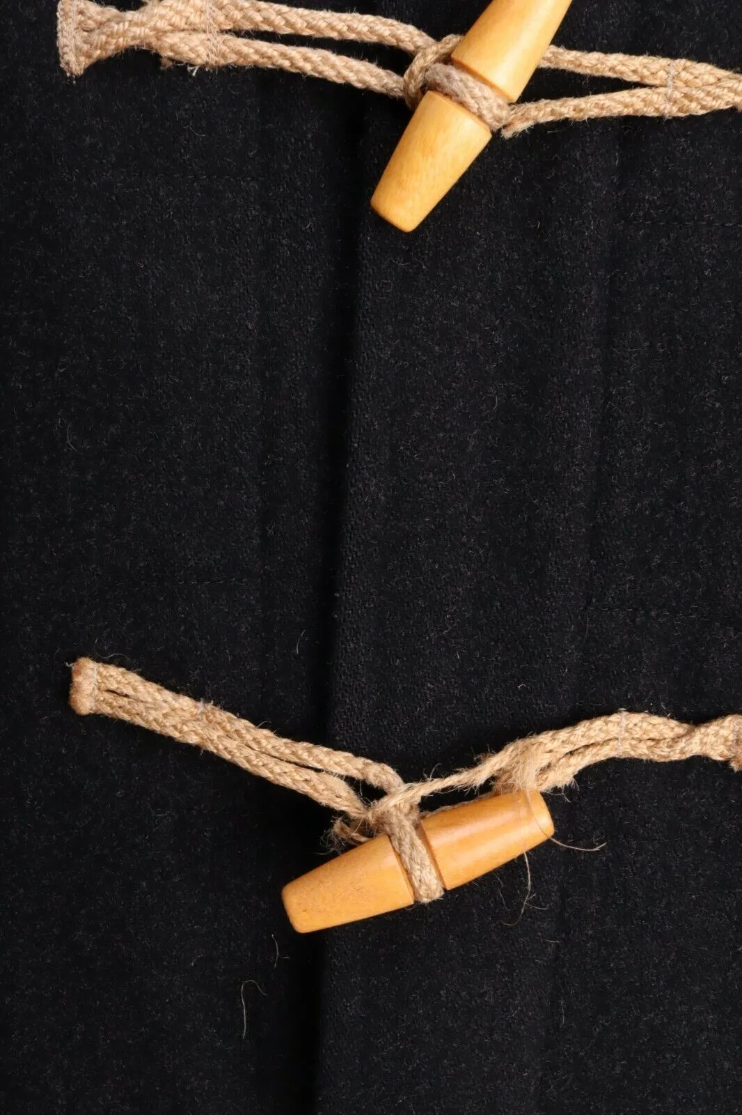 MARGARET HOWELL Black Wool Blend Hooded Duffle Coat Size S