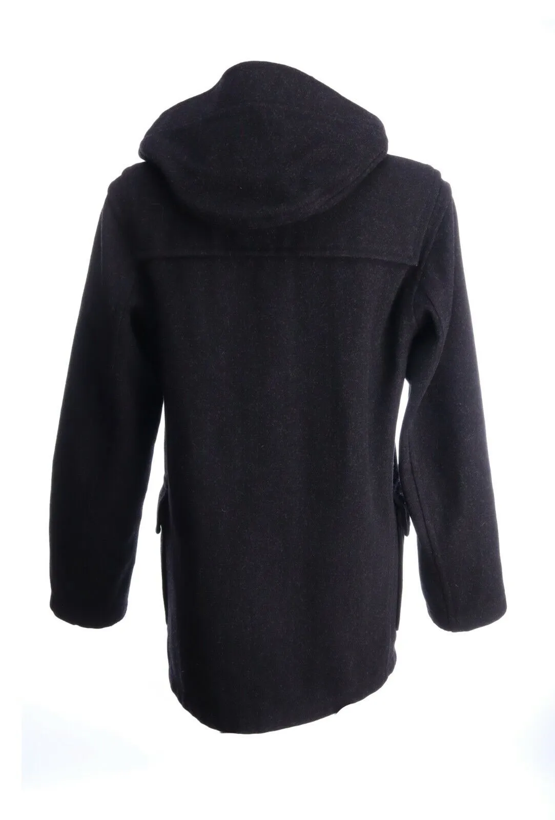 MARGARET HOWELL Black Wool Blend Hooded Duffle Coat Size S