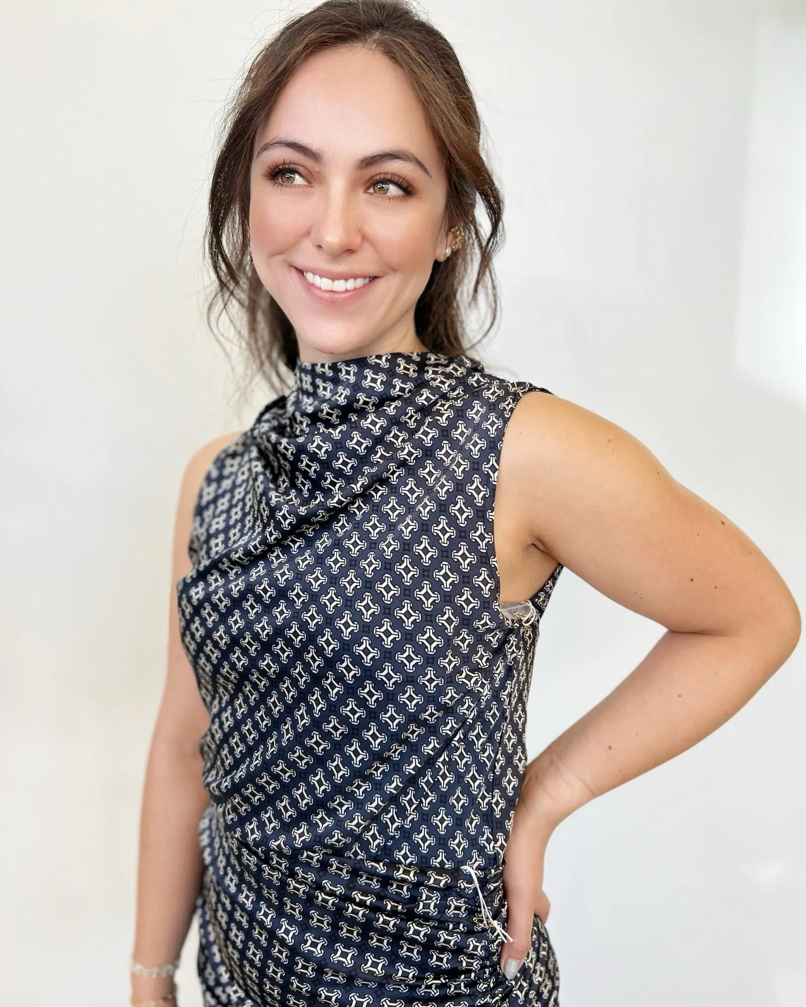 Melrose Asymmetrical Printed Midi Skirt