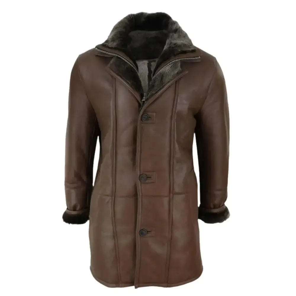 Men's 3/4 Length Sheepskin Duffle Coat – Warm & Stylish