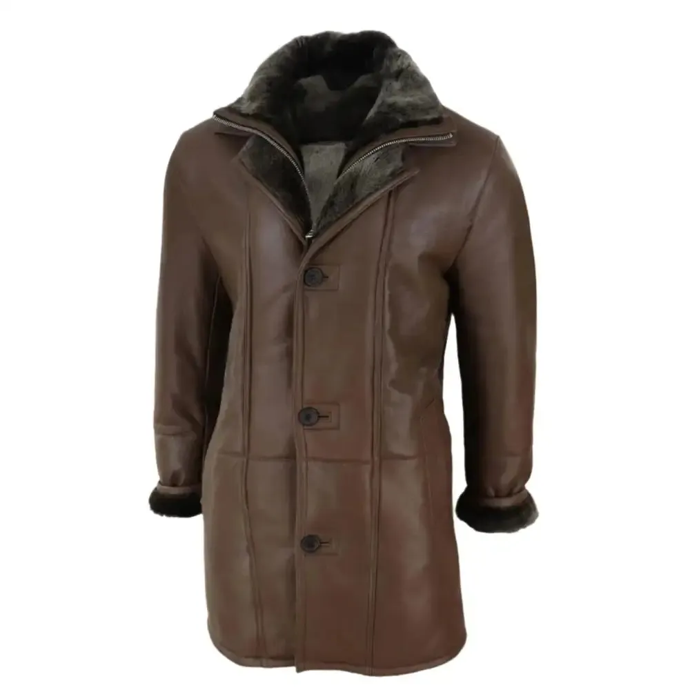 Men's 3/4 Length Sheepskin Duffle Coat – Warm & Stylish
