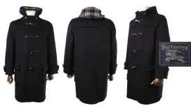 Men's Vintage BURBERRYS Navy Wool Duffle Coat Size EU 50 / 40 UK