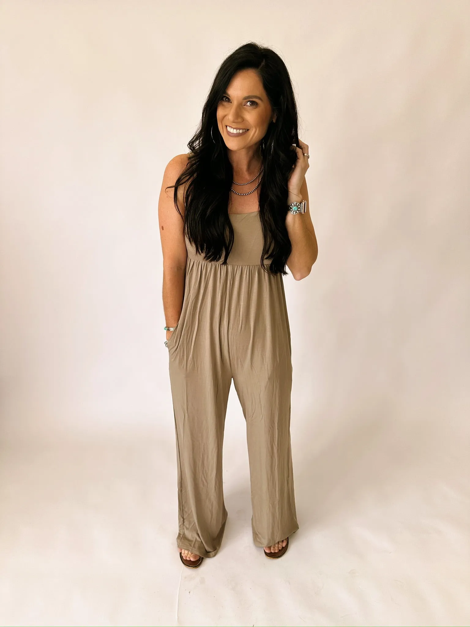 Mila portabella buttery soft wide leg jumpsuit