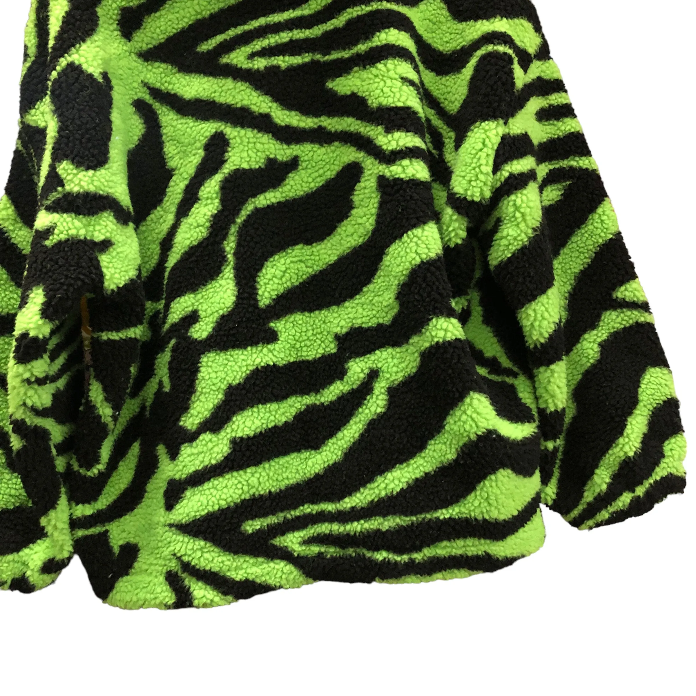 Neon Zebra Patterned Fleece Hoodie Jacket