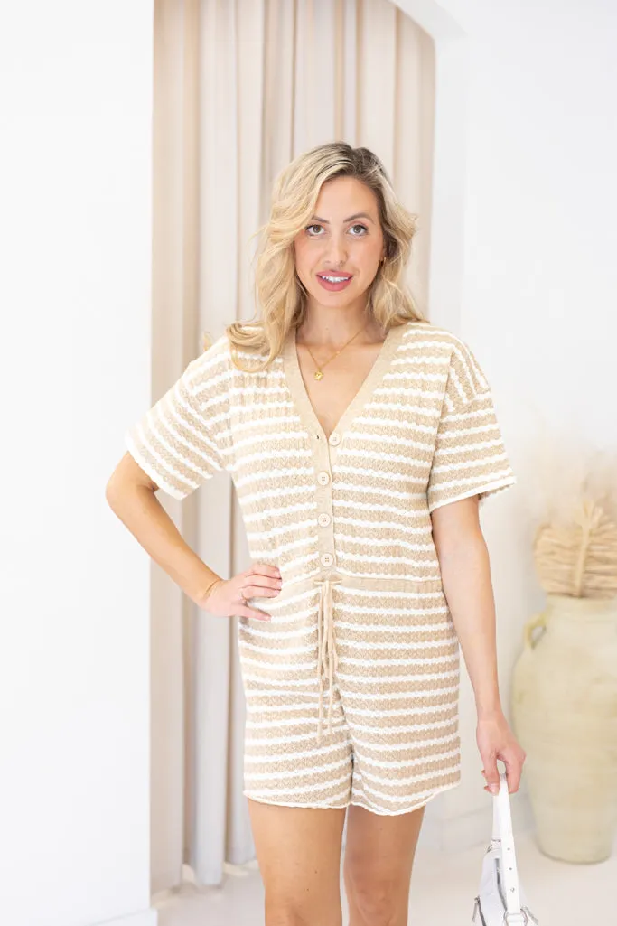NEW VICTORIA CROCHET ROMPER (TAUPE)