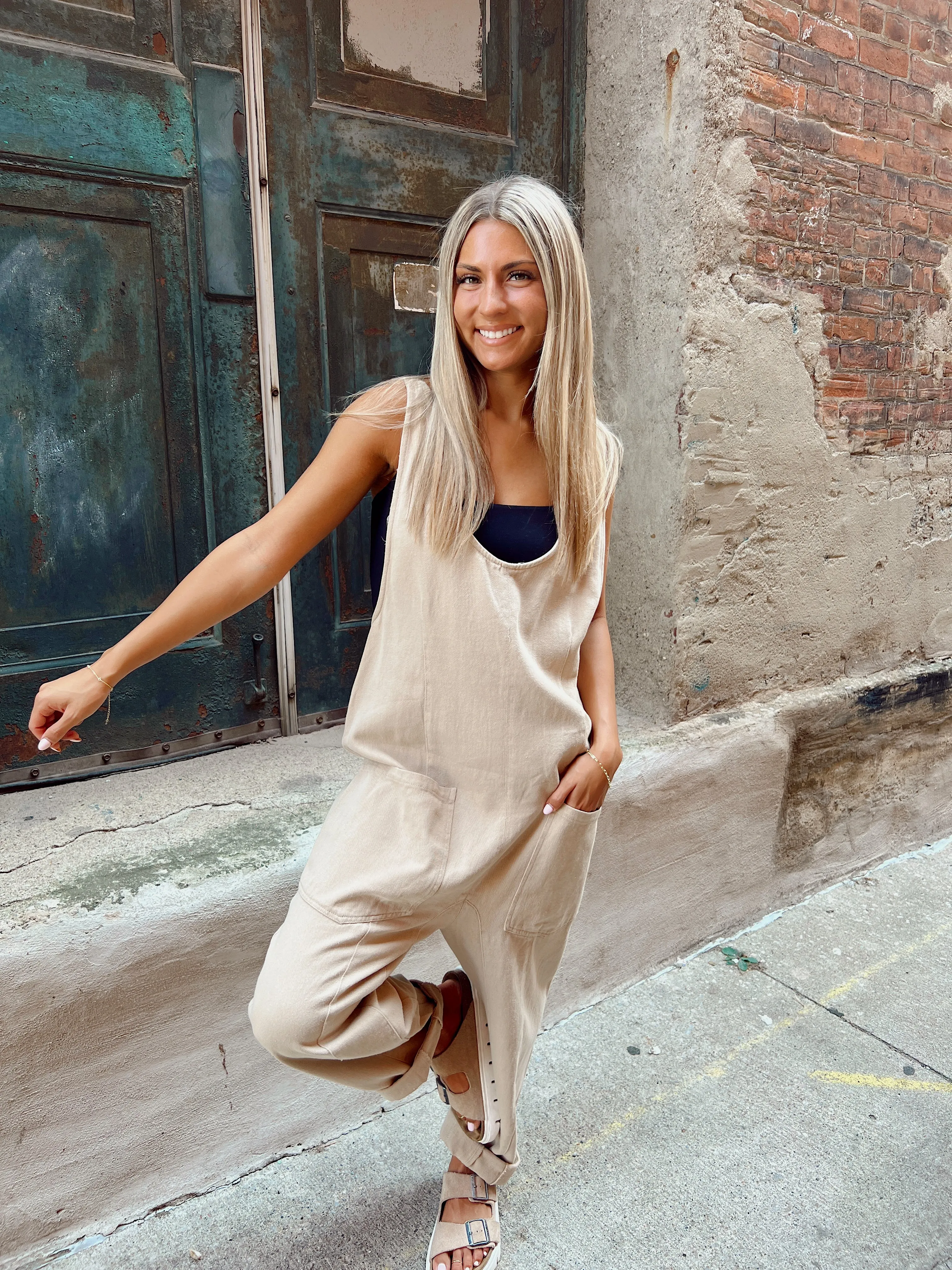 Nocturnal Taupe Overall Jumpsuit