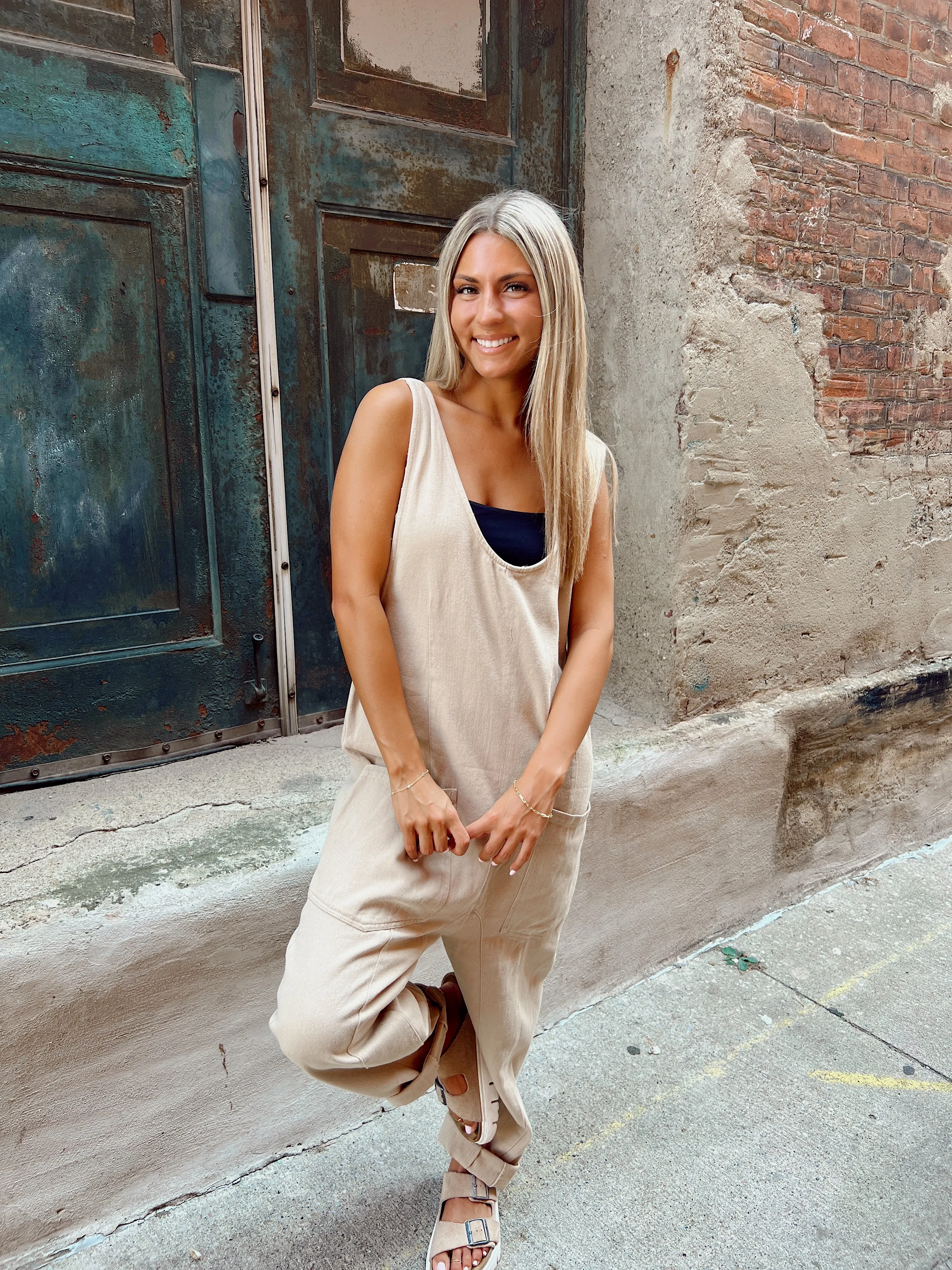 Nocturnal Taupe Overall Jumpsuit