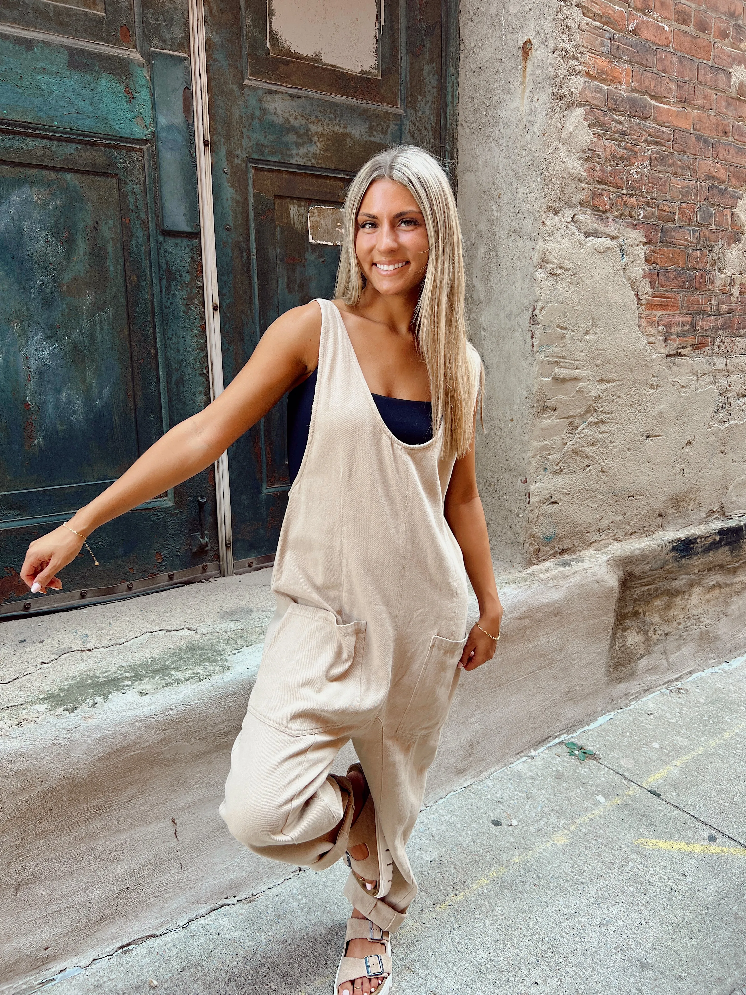 Nocturnal Taupe Overall Jumpsuit