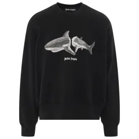 Palm Angels Split Shark Logo Black Sweatshirt