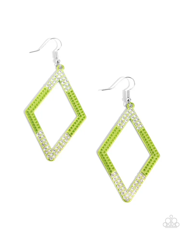 Paparazzi Earring ~ Eloquently Edgy - Green