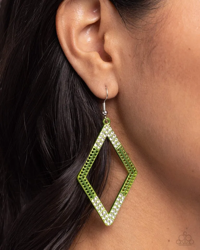Paparazzi Earring ~ Eloquently Edgy - Green