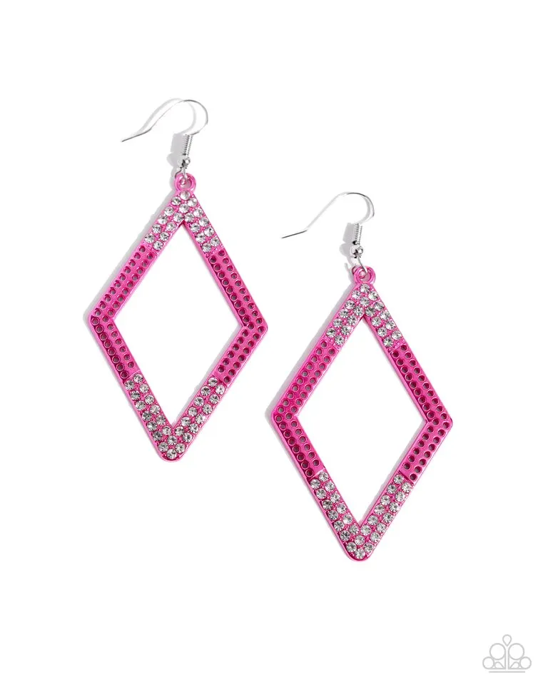 Paparazzi Earring ~ Eloquently Edgy - Pink