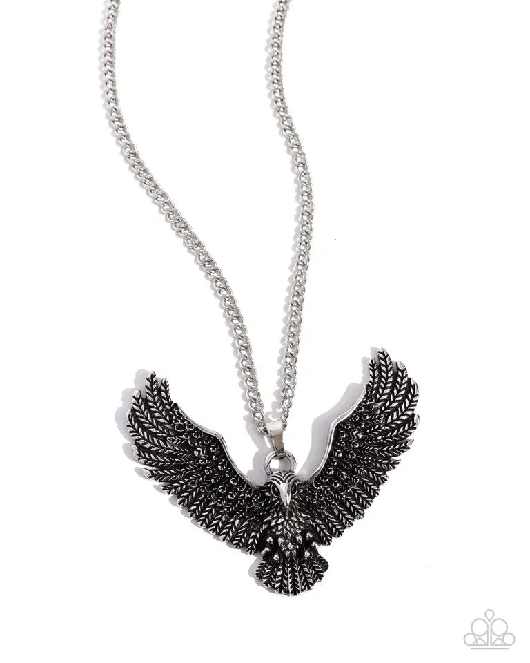 Paparazzi Necklace ~ Edgy Eagle - Silver