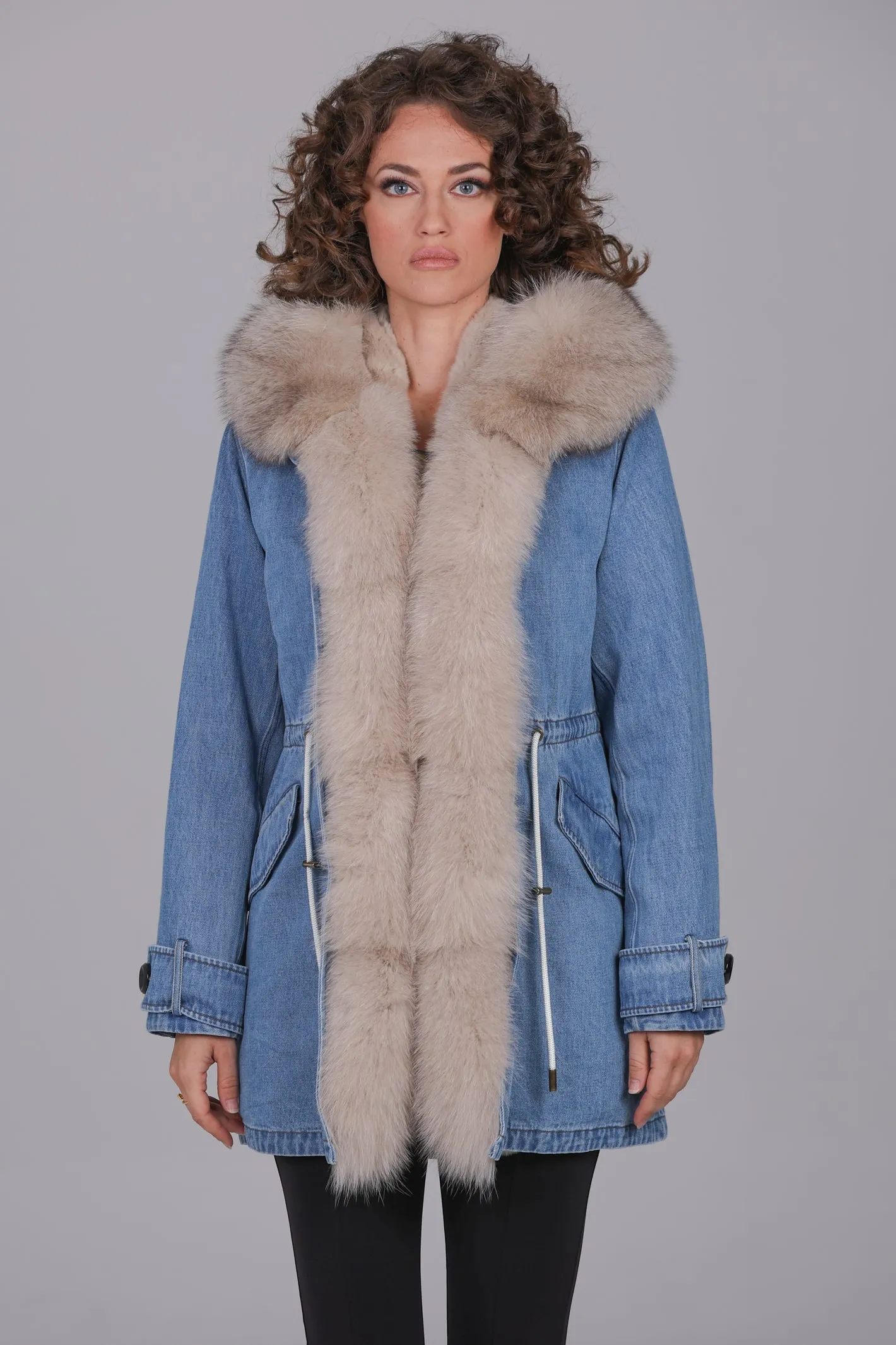 Parka in cotone tecnico impermeabile long beige