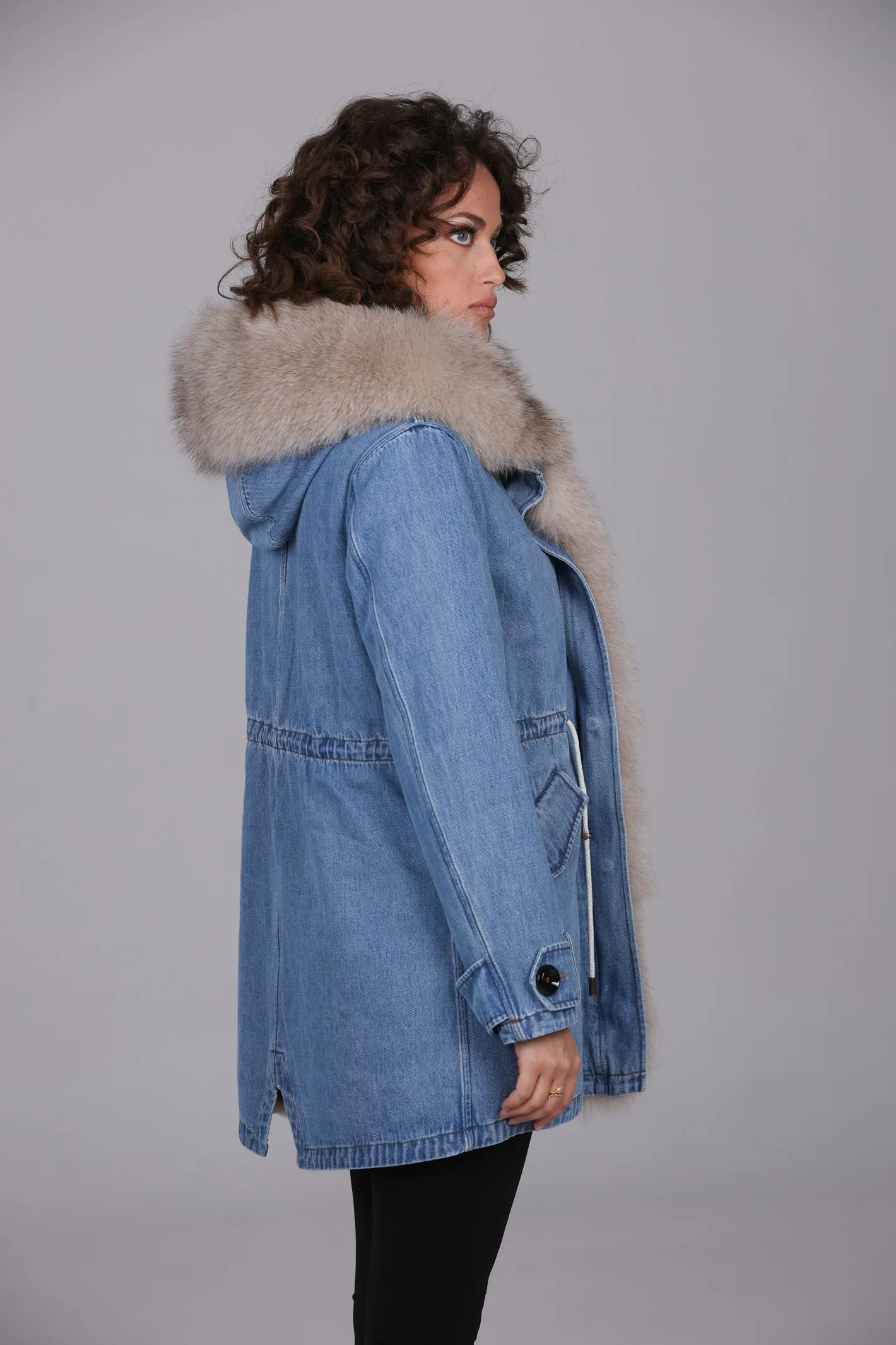 Parka in cotone tecnico impermeabile long beige