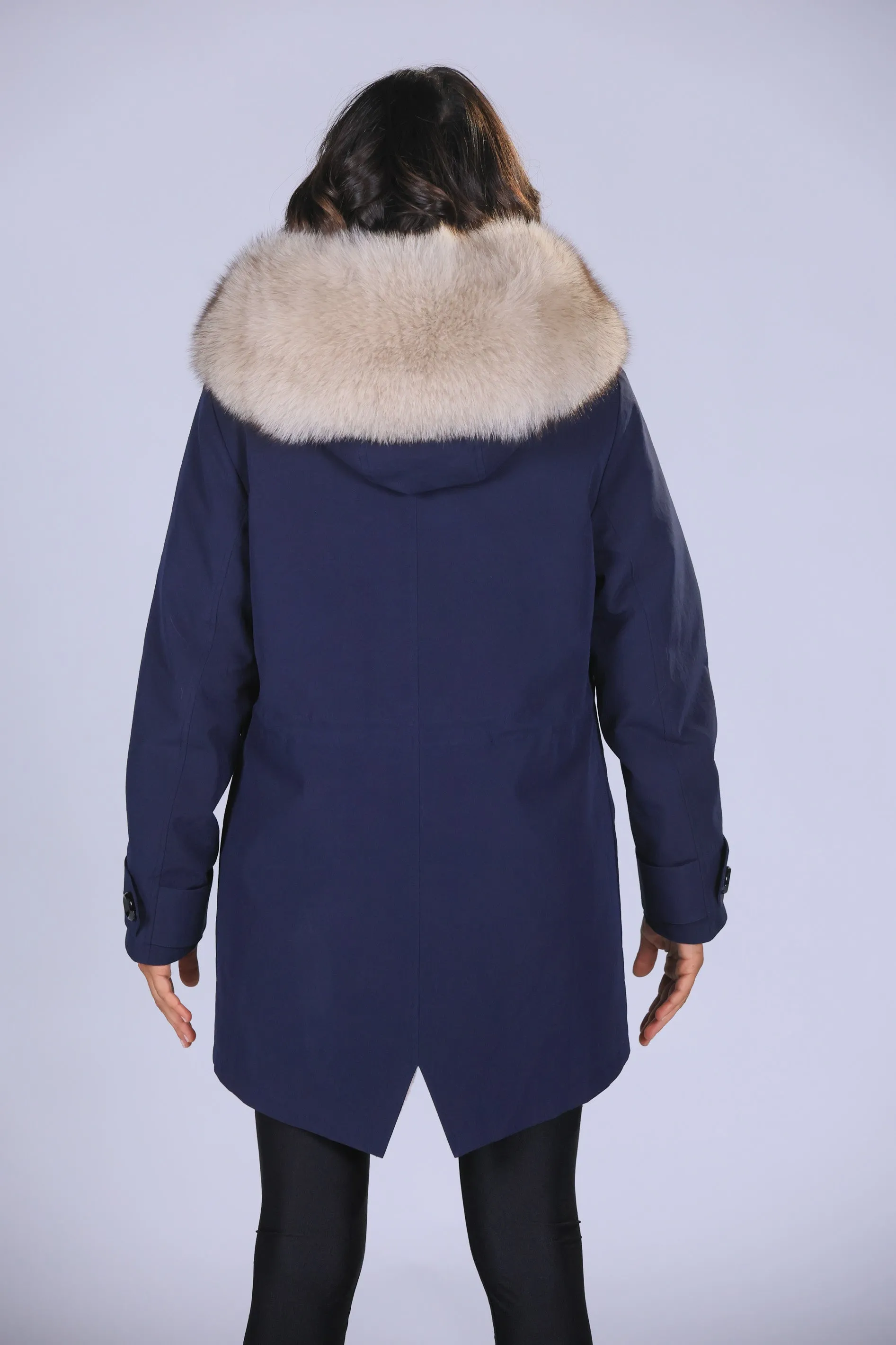 Parka in cotone tecnico impermeabile long beige