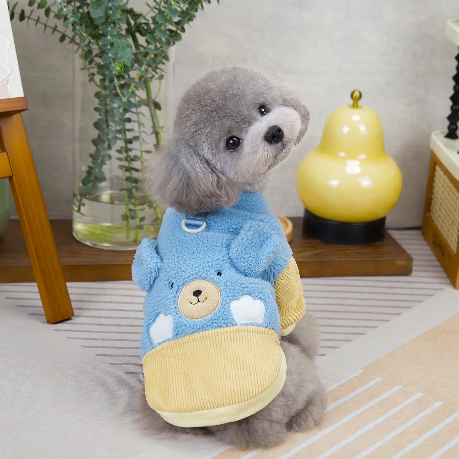 Pet Clothes | Lamb Embroidered Bear Cotton Coat for Dogs and Cats | 2024 New Autumn and Winter Pet Clothing