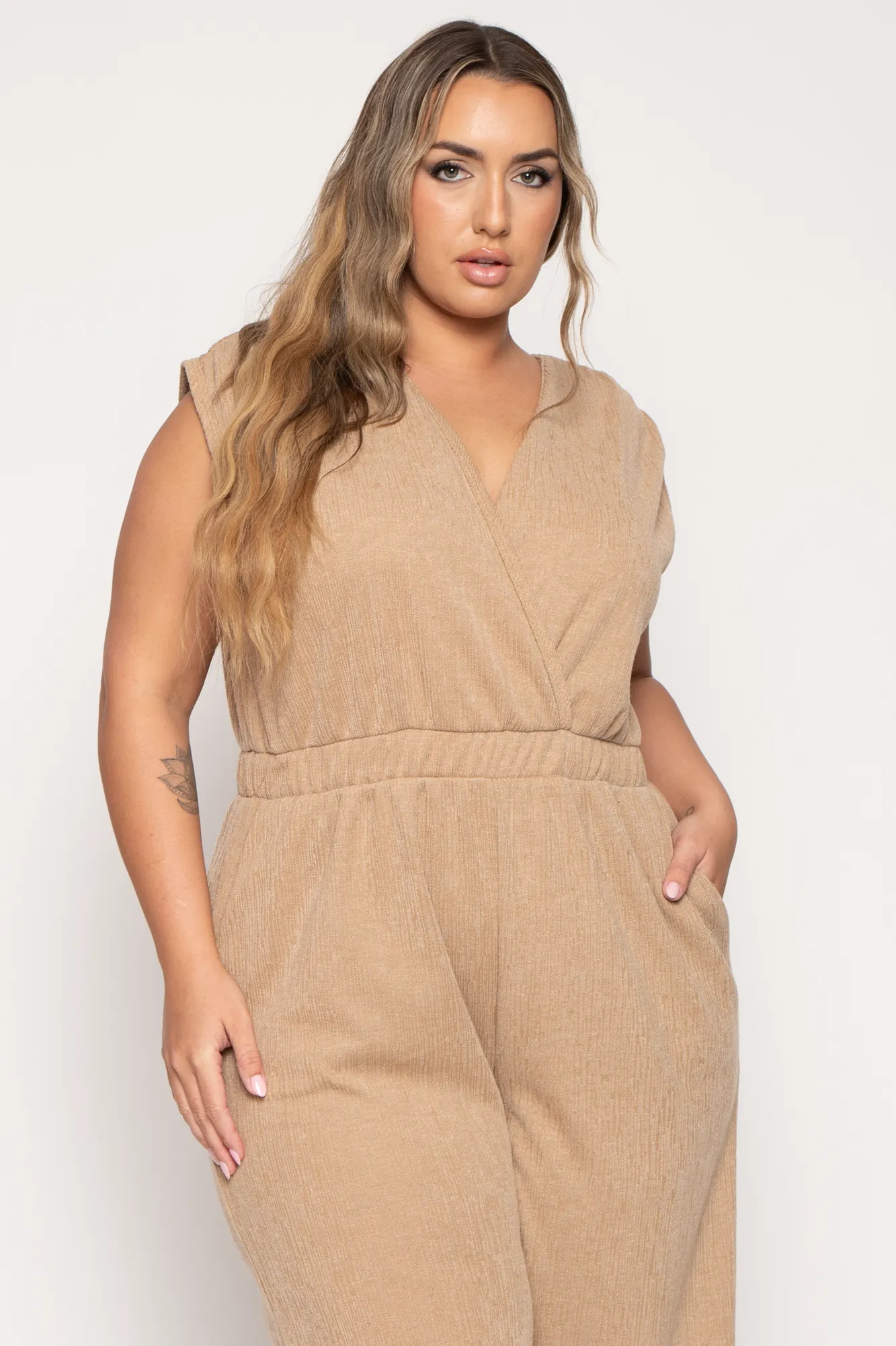 Plus Size Adele  Jumpsuit - Taupe