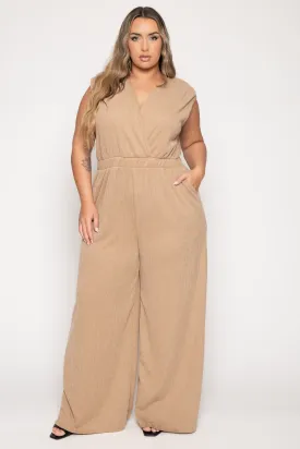 Plus Size Adele  Jumpsuit - Taupe