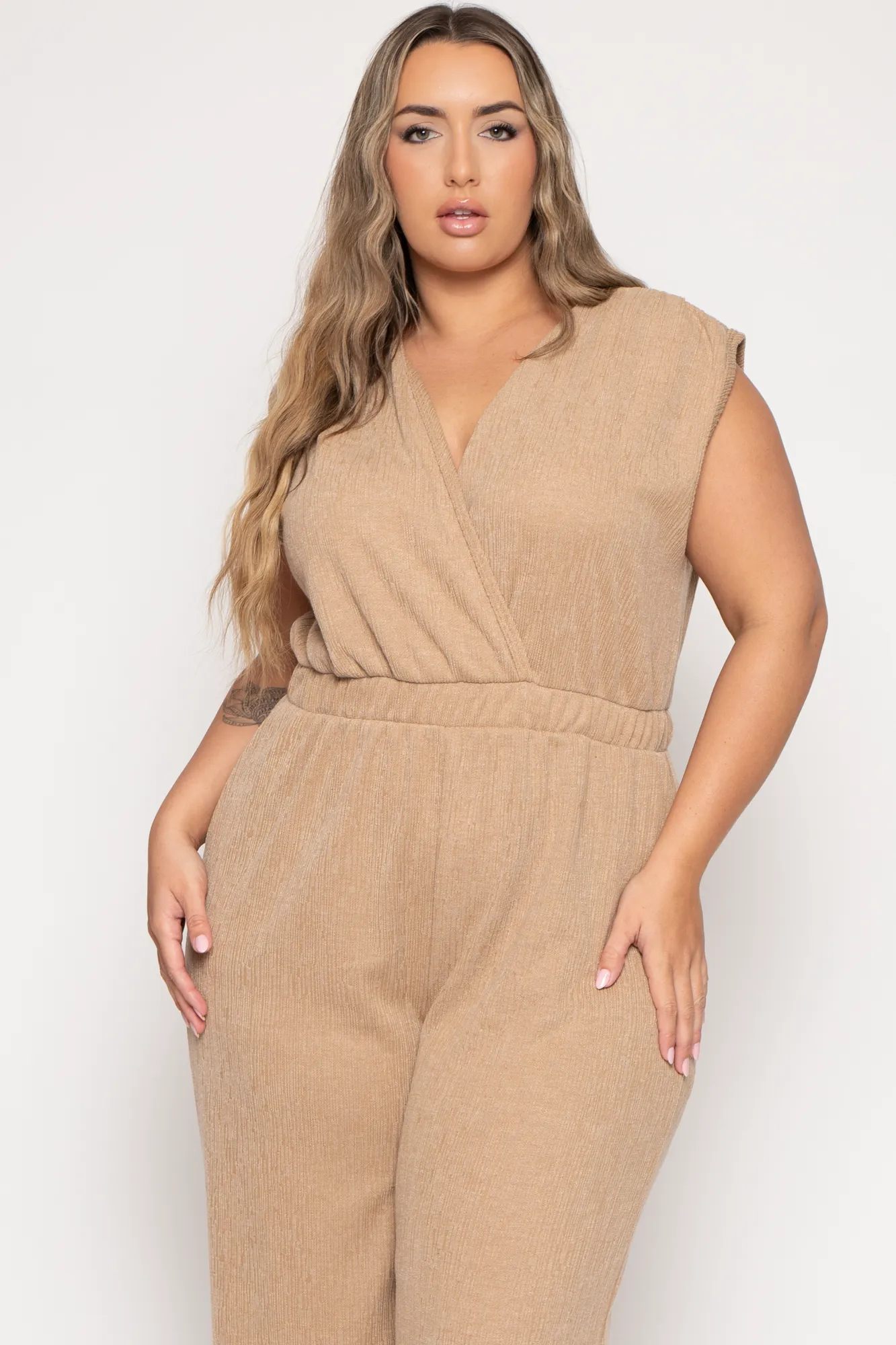Plus Size Adele  Jumpsuit - Taupe