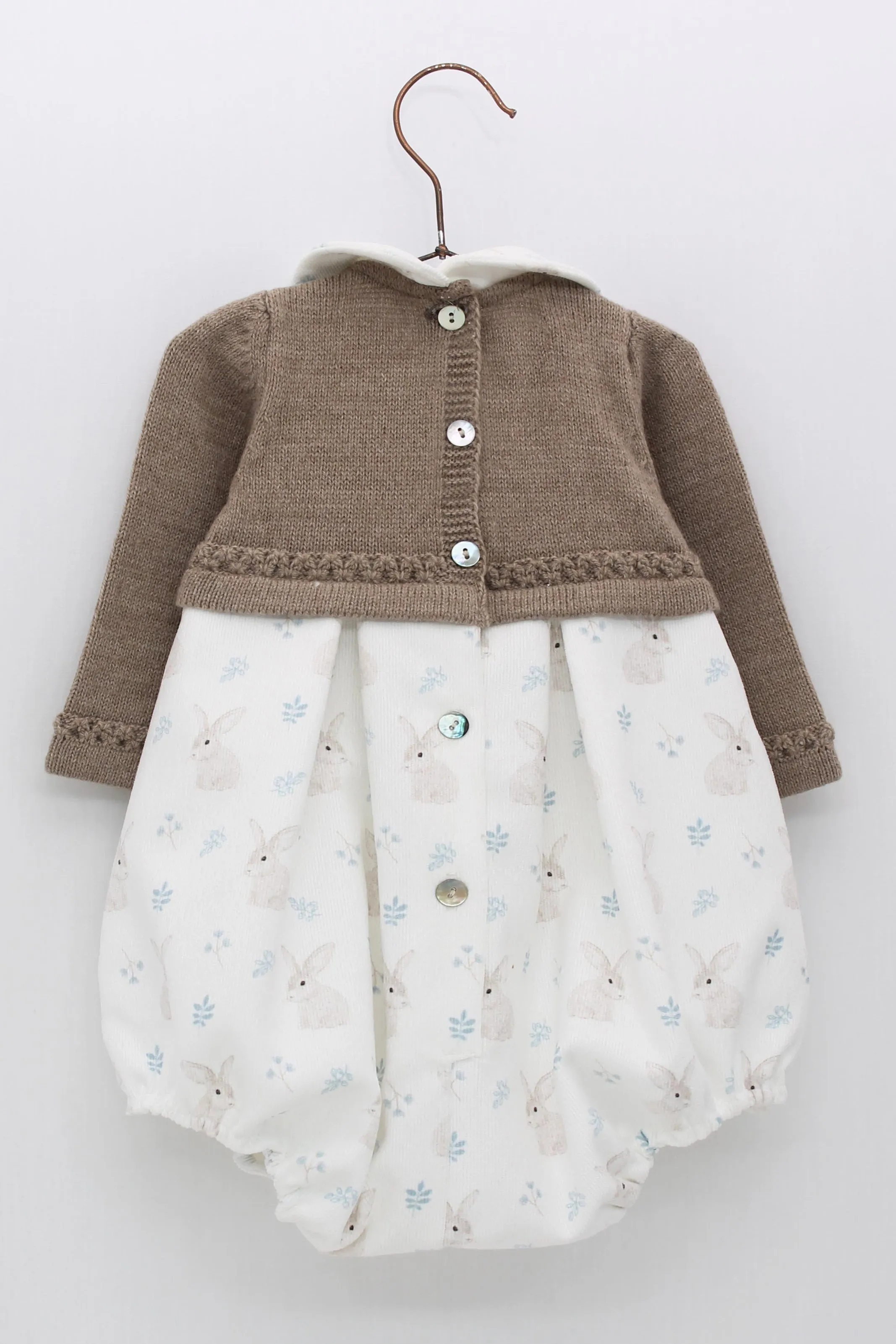 "Leroy" Taupe Alpaca Wool Bunny Romper