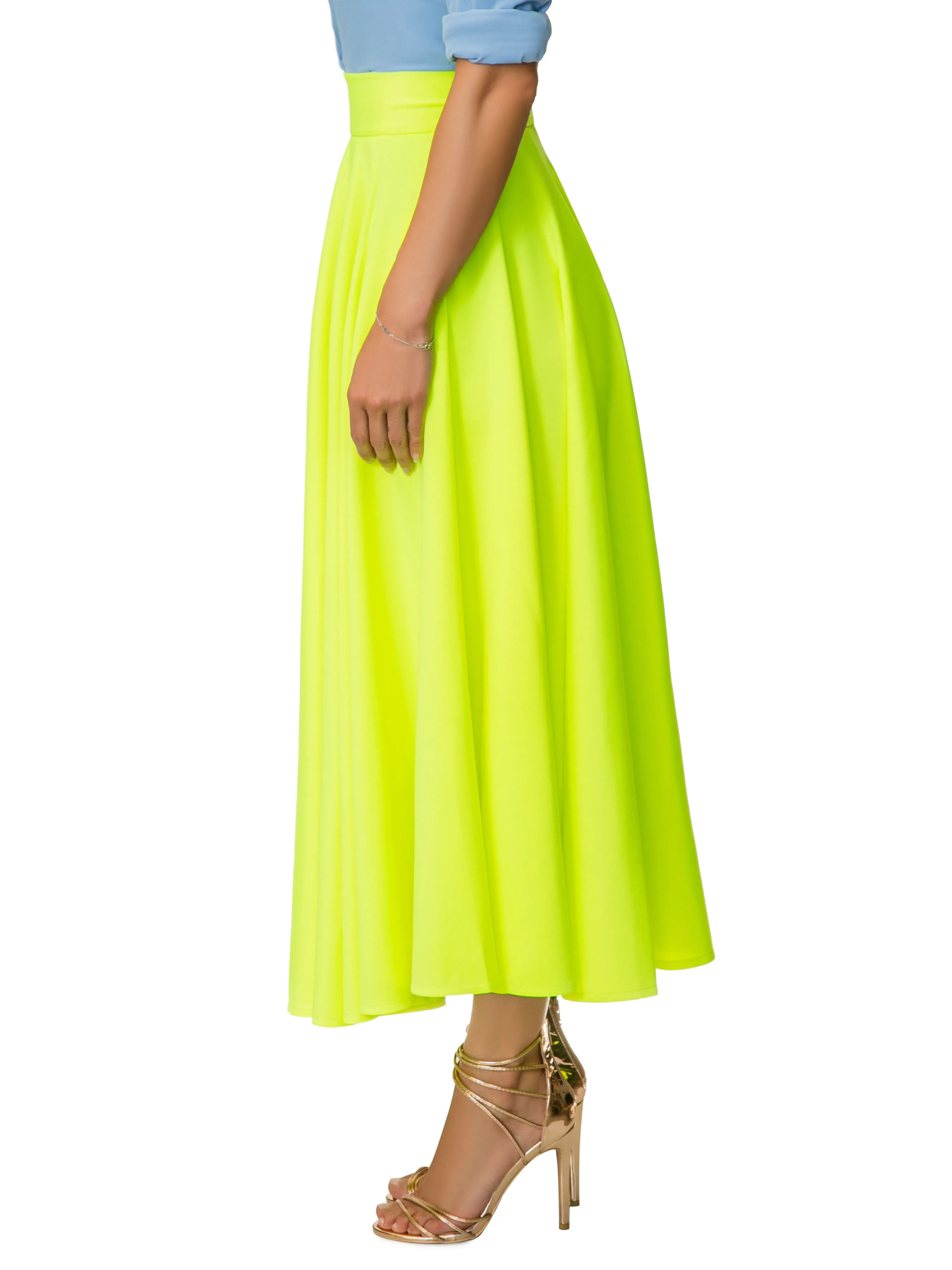 "Ola-Ray" Neon Yellow Midi Skirt