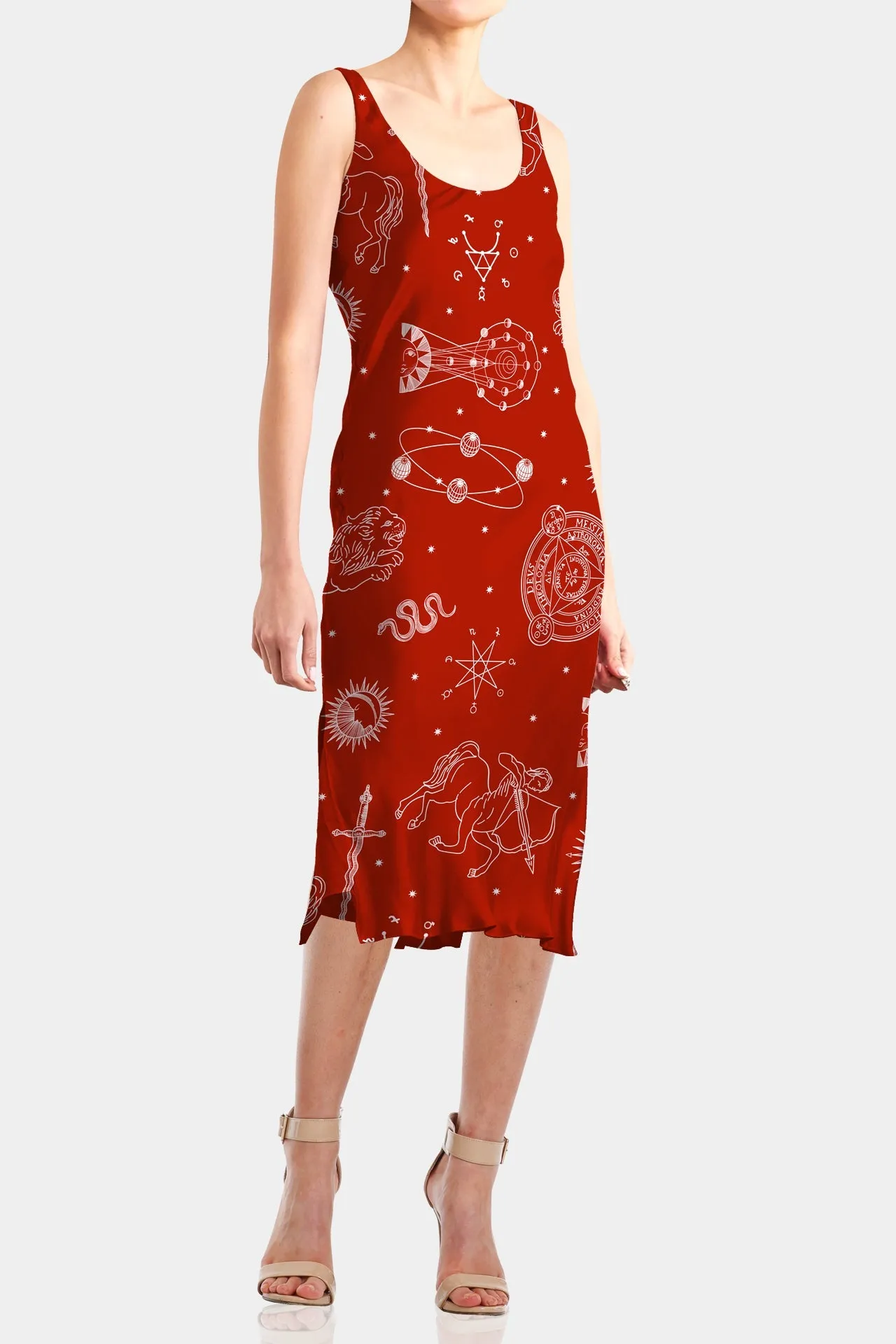 Red Camisole Midi Dress