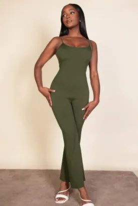 Ribbed sleeveless wide leg jumpsuit
