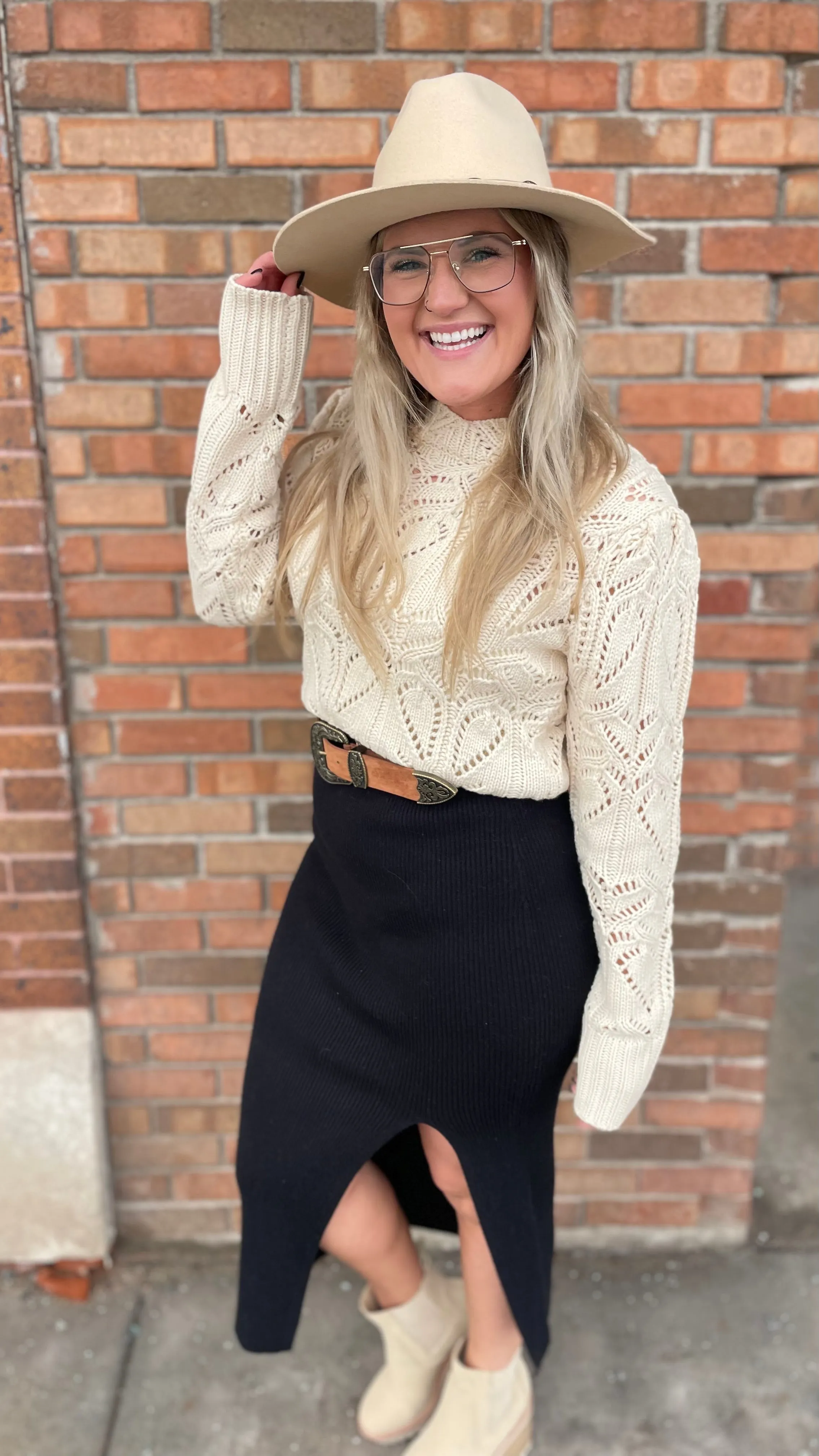 Ribbed Sweater Midi Skirt