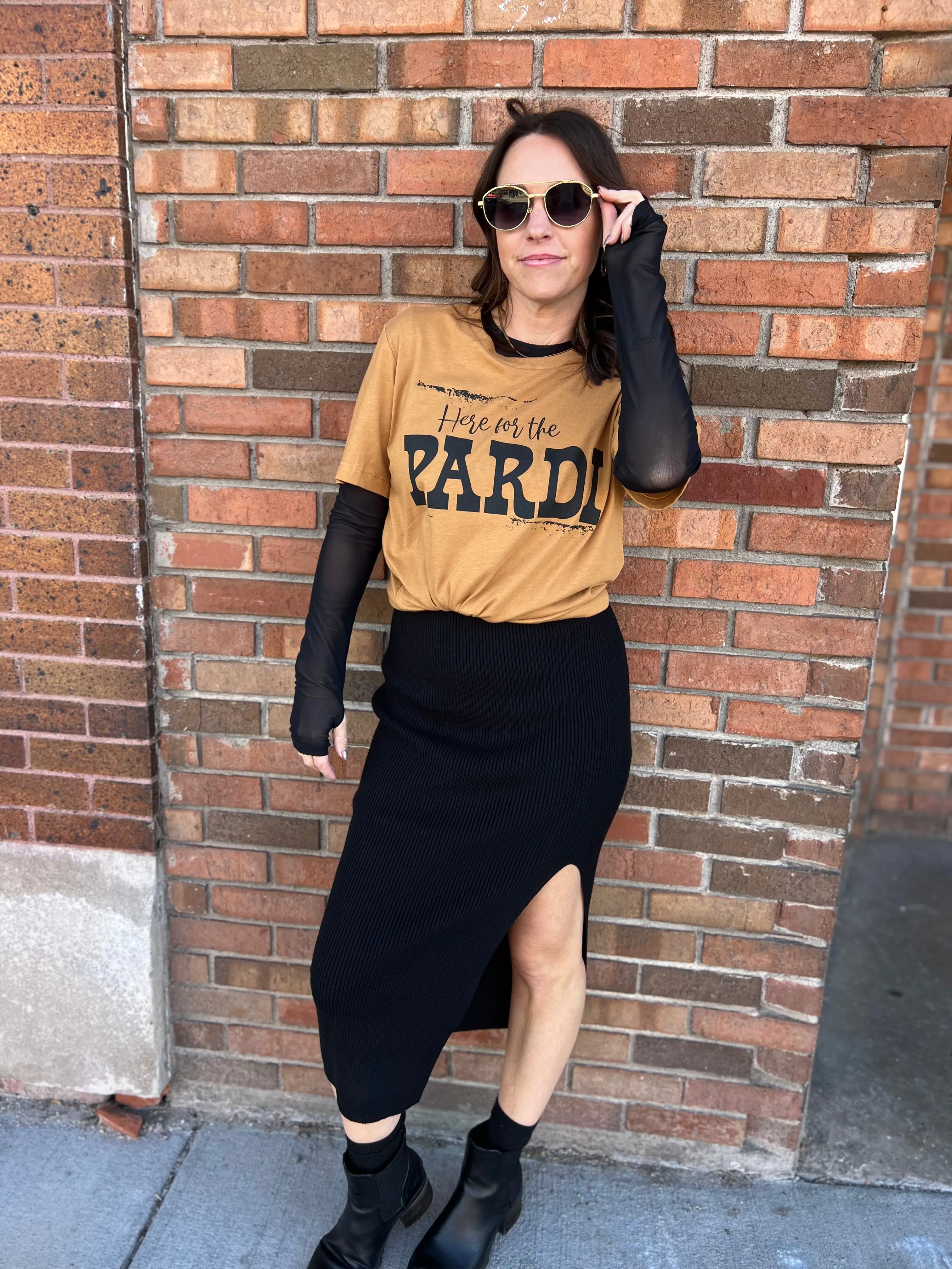 Ribbed Sweater Midi Skirt