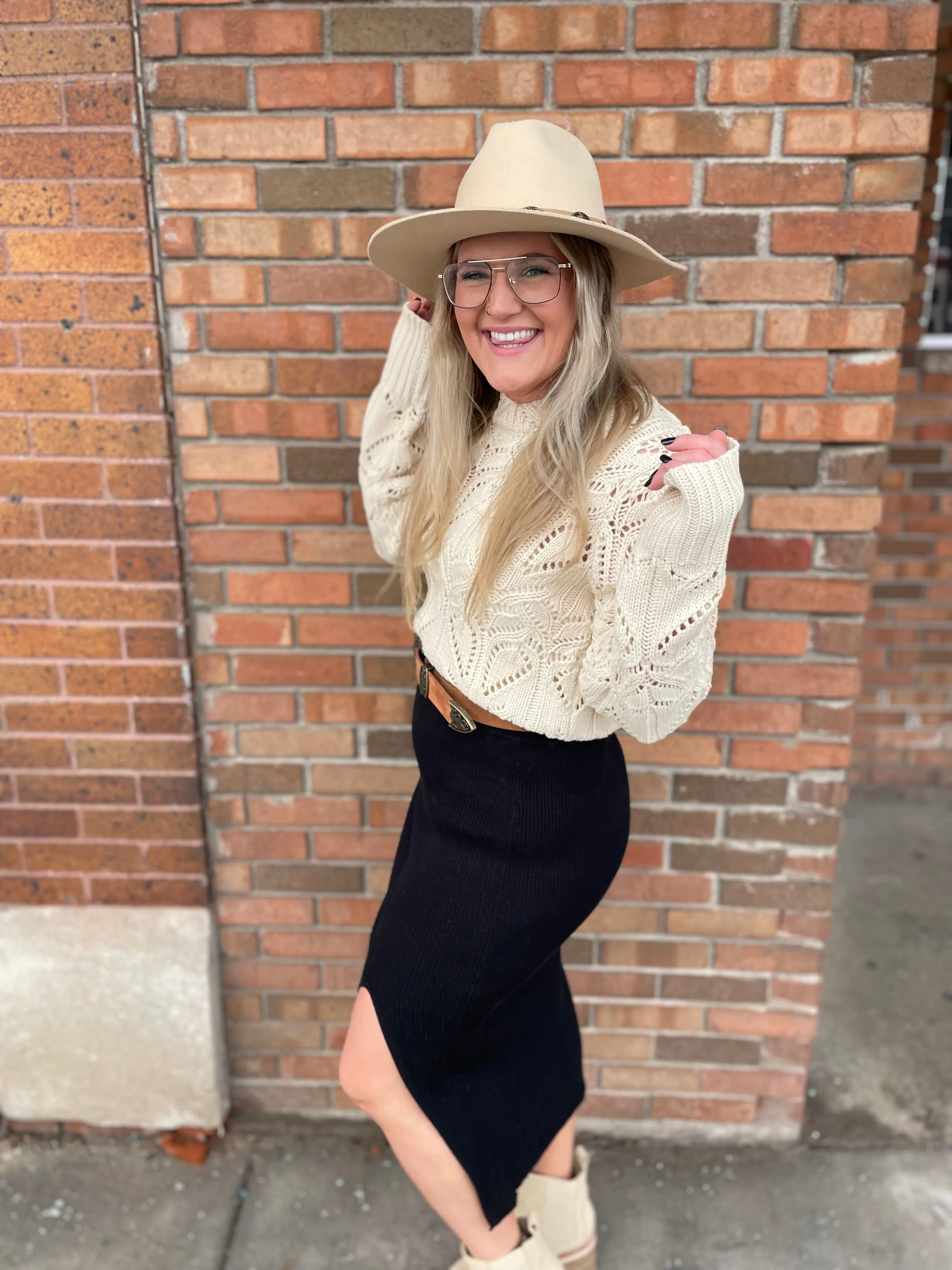 Ribbed Sweater Midi Skirt